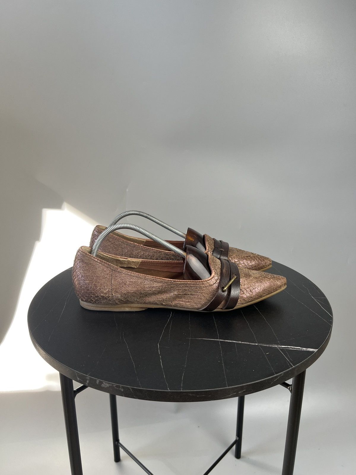 A.S.98 A.S.98 Snakeskin Leather Pointed Toe Ballet Flats (Y0501) Size US 9 / IT 39 - 1 Thumbnail