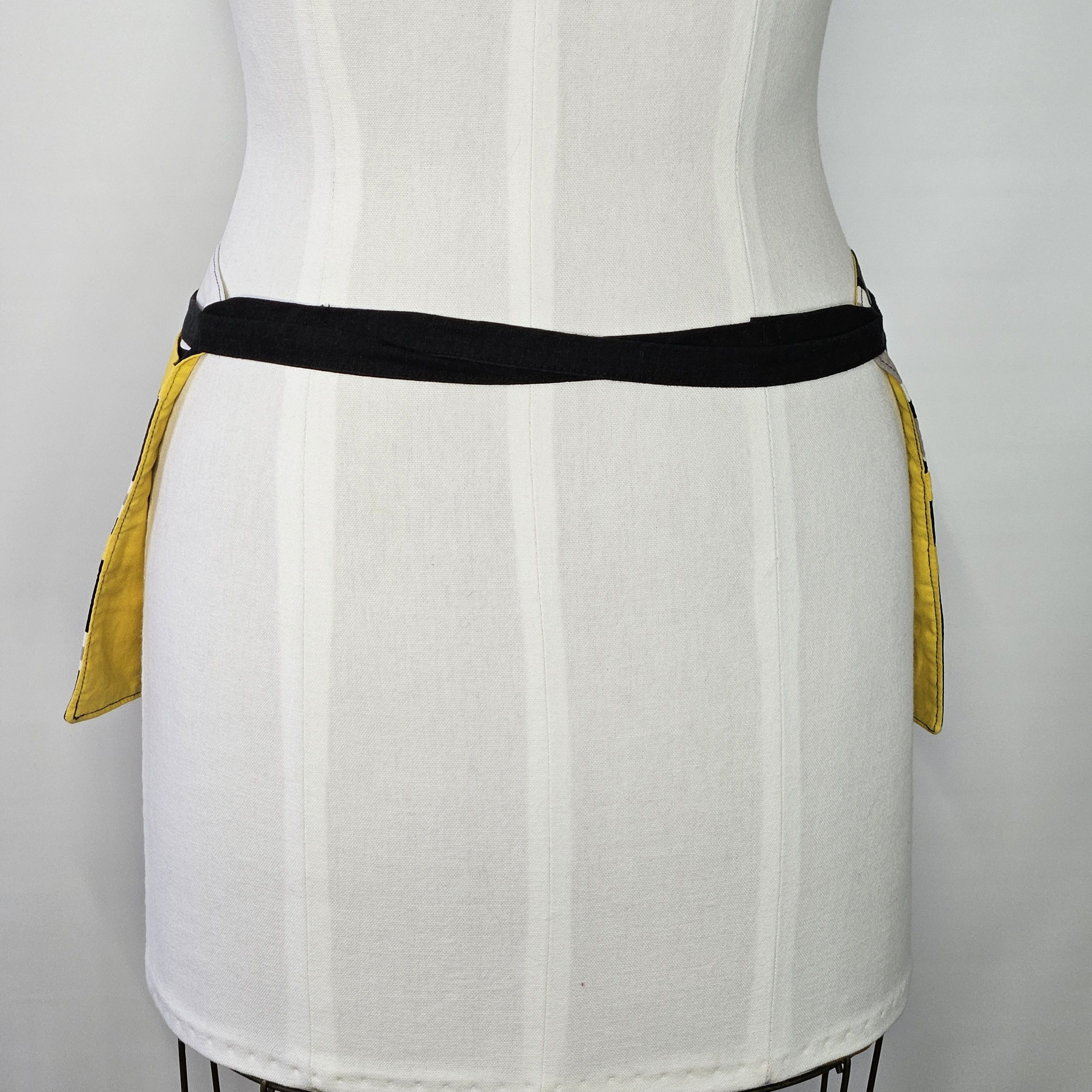 Handmade Utility Apron OS Craft Vendor Artist Yard Sale Yellow Black Size ONE SIZE - 4 Thumbnail