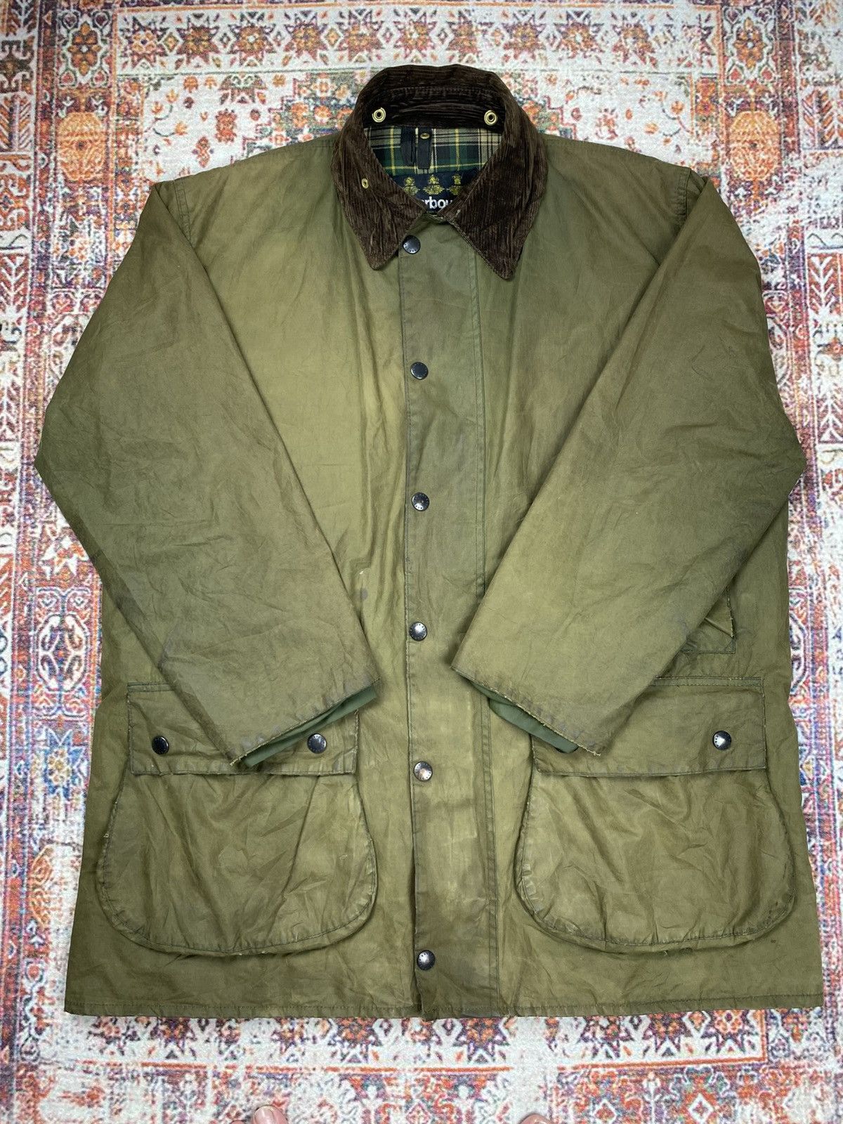 Barbour Vintage Sunfaded Barbour Border Waxed Jacket Made in England Size US XL / EU 56 / 4 - 6 Thumbnail