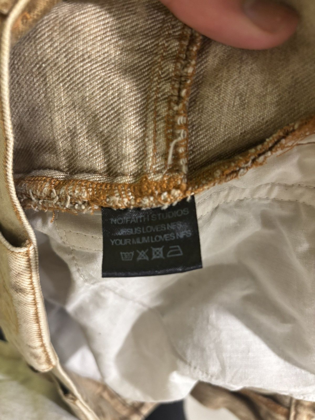 No Faith Studios No Faith Studios Beige Baggy Heavy Cargo Size US 35 - 4 Thumbnail