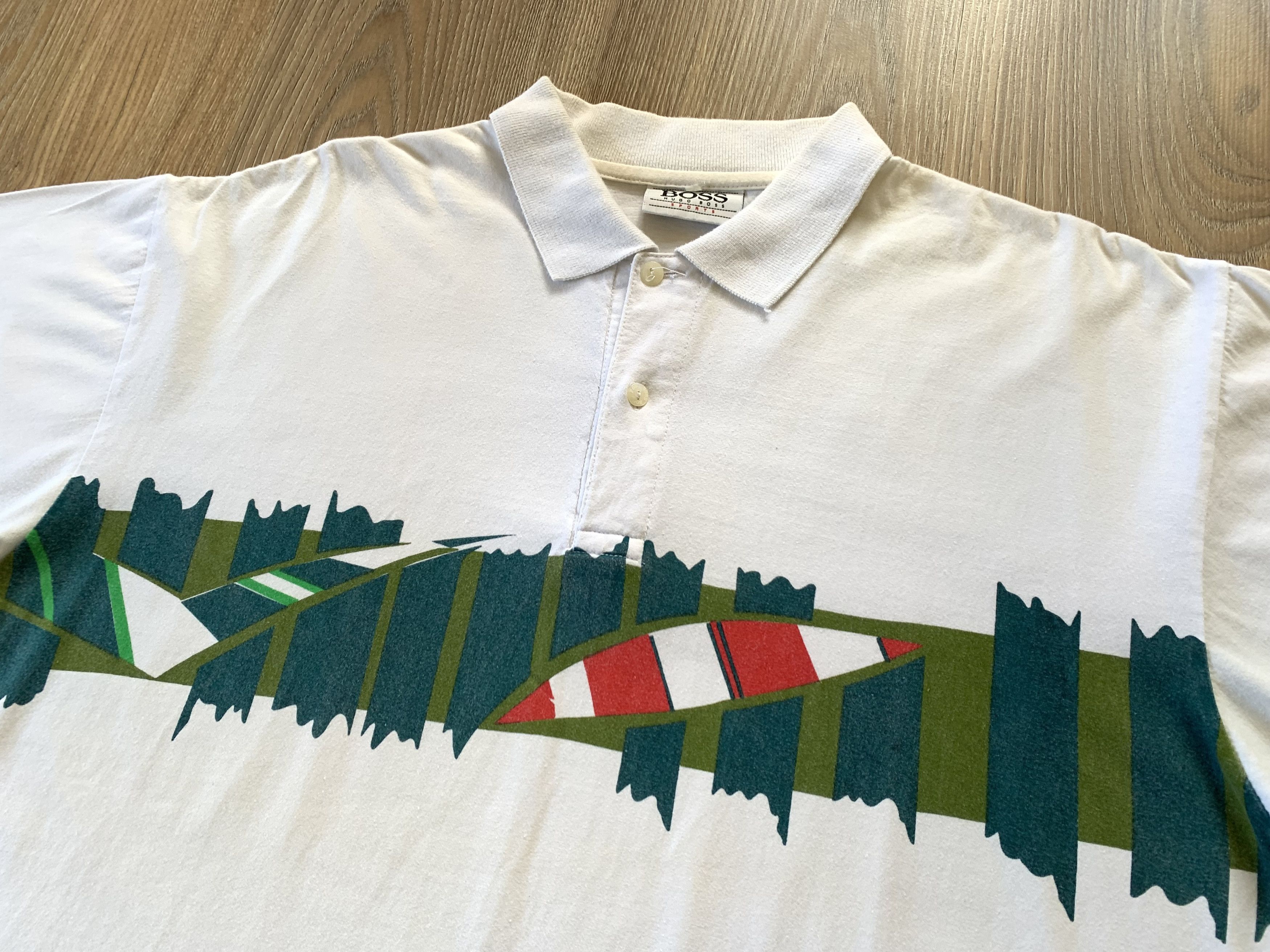Hugo Boss Hugo Boss Sport Vintage Printed Cotton Polo Size US L / EU 52-54 / 3 - 4 Thumbnail