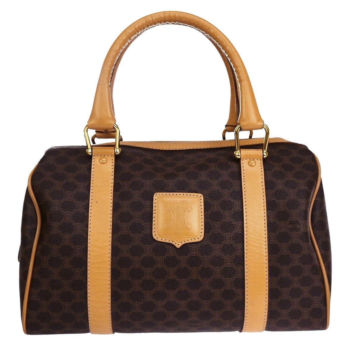 image of Celine Céline Macadam Handbag in Brown, Women's