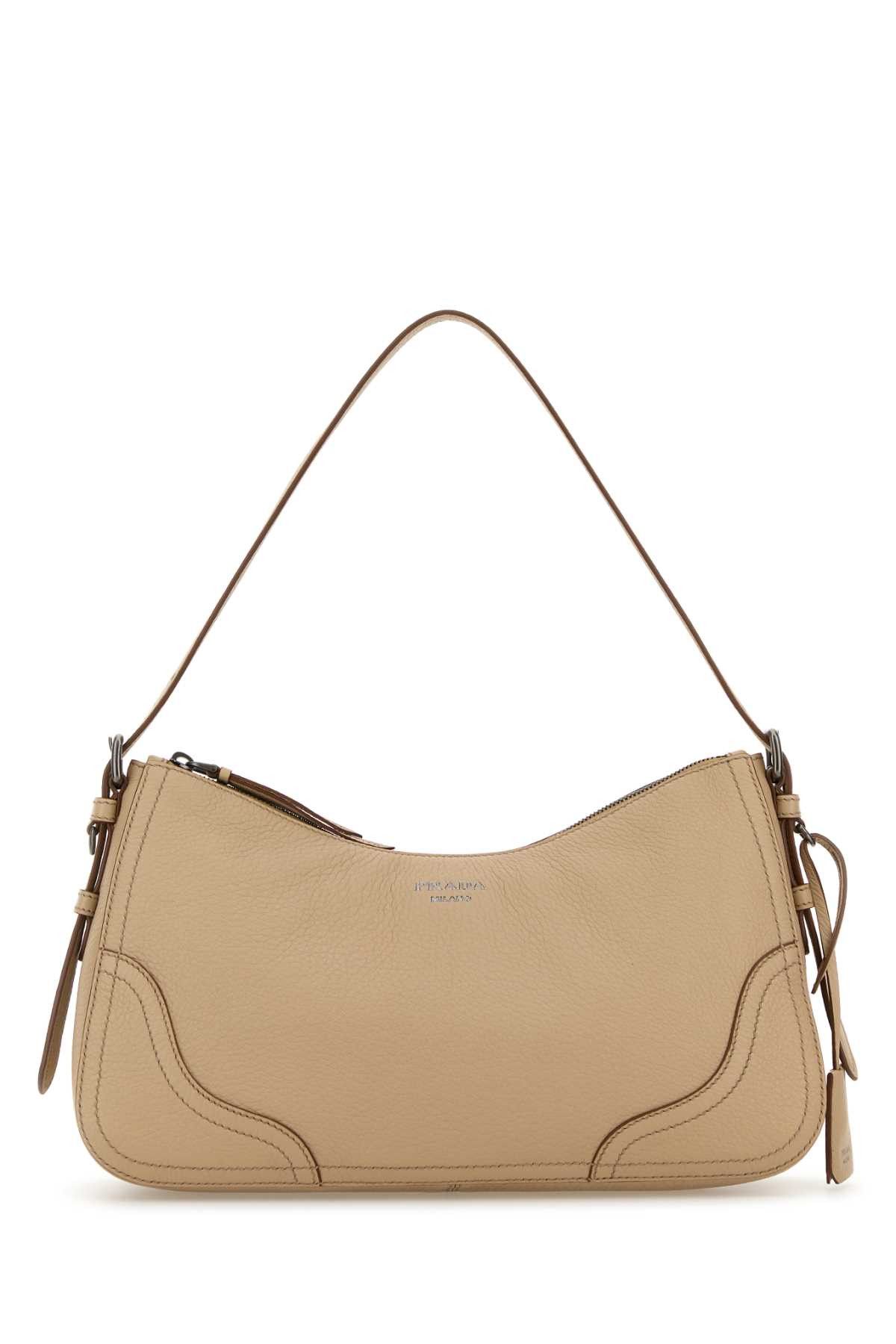 Prada Beige Leather Shoulder Bag Size ONE SIZE - 1 Thumbnail
