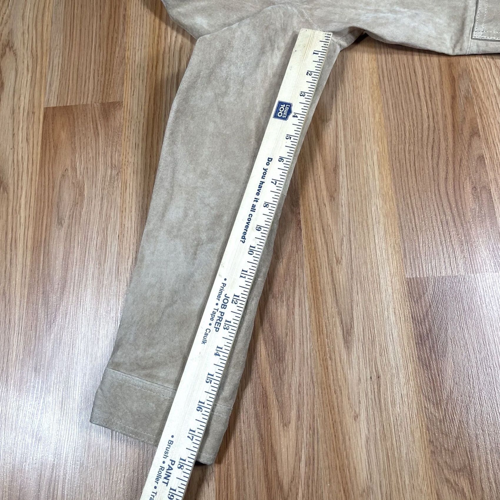Mossimo VINTAGE Mossimo Blazer Jacket Womens L Beige Genuine Suede Leather Lined Shirt Size L / US 10 / IT 46 - 7 Thumbnail