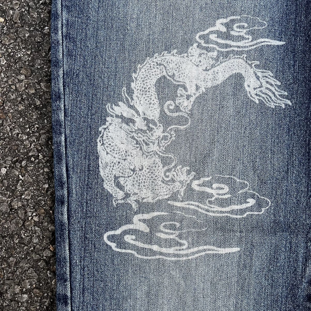 Hysteric Glamour Japanese Dragon Printed Jeans Karakuri Koi Fish Size US 31 - 4 Thumbnail