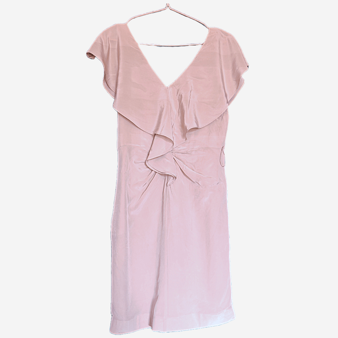 Designer VTG Coast Silk Ruffled Neckline Mini Champagne Color Dress Size M / US 6-8 / IT 42-44 - 2 Thumbnail