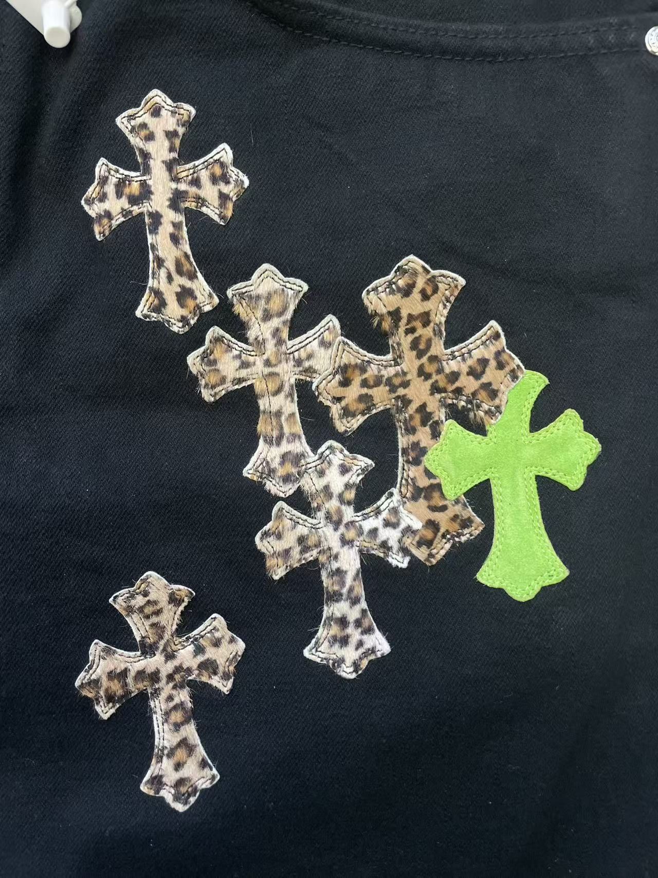 Chrome Hearts Chrome Hearts Leopard Green Leather Cross Patch Jeans Size US 34 / EU 50 - 8 Thumbnail