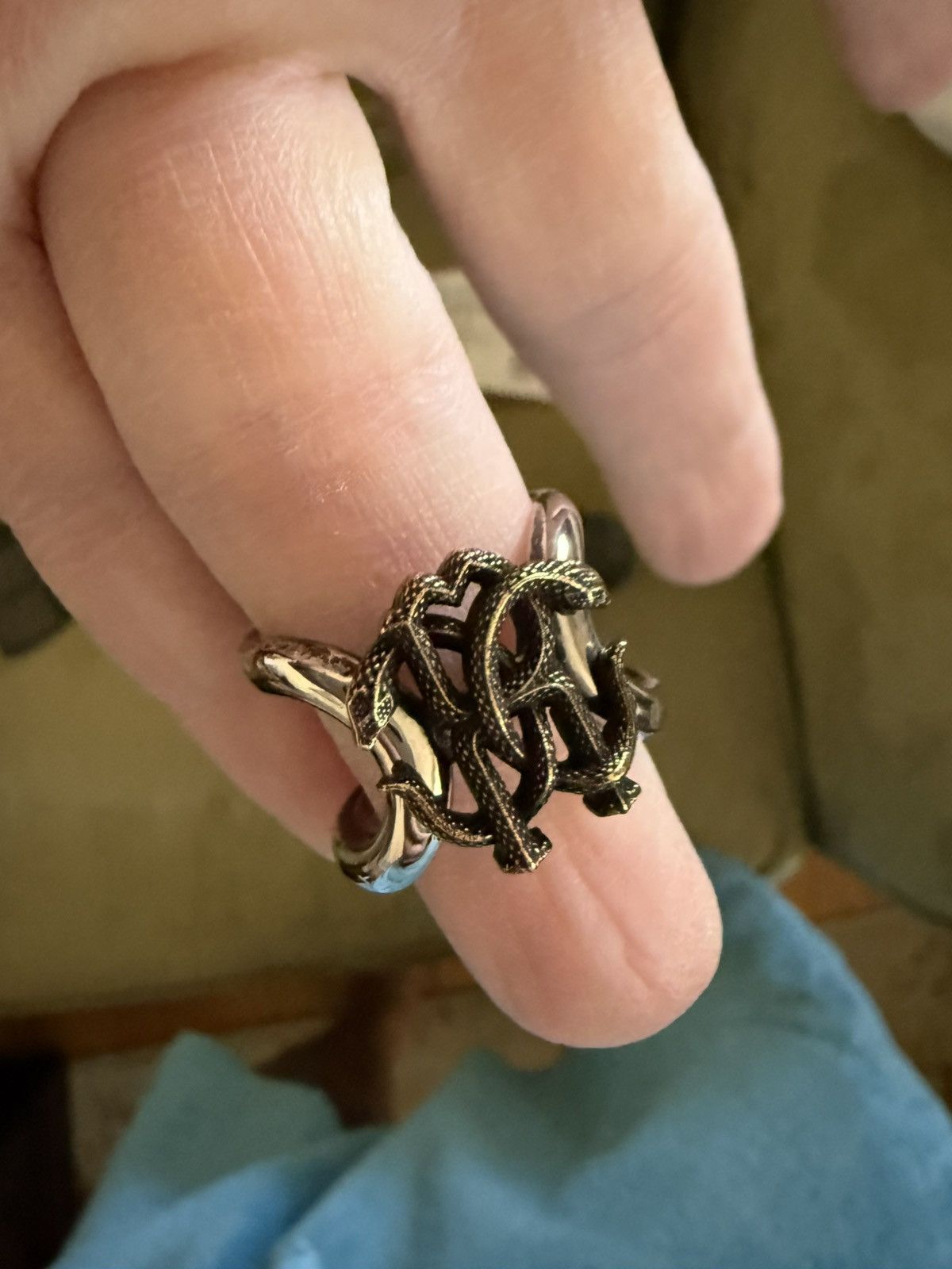 Roberto Cavalli Roberto Cavalli Monogram Serpent Ring, size 9, silver/gold Size ONE SIZE - 15 Thumbnail