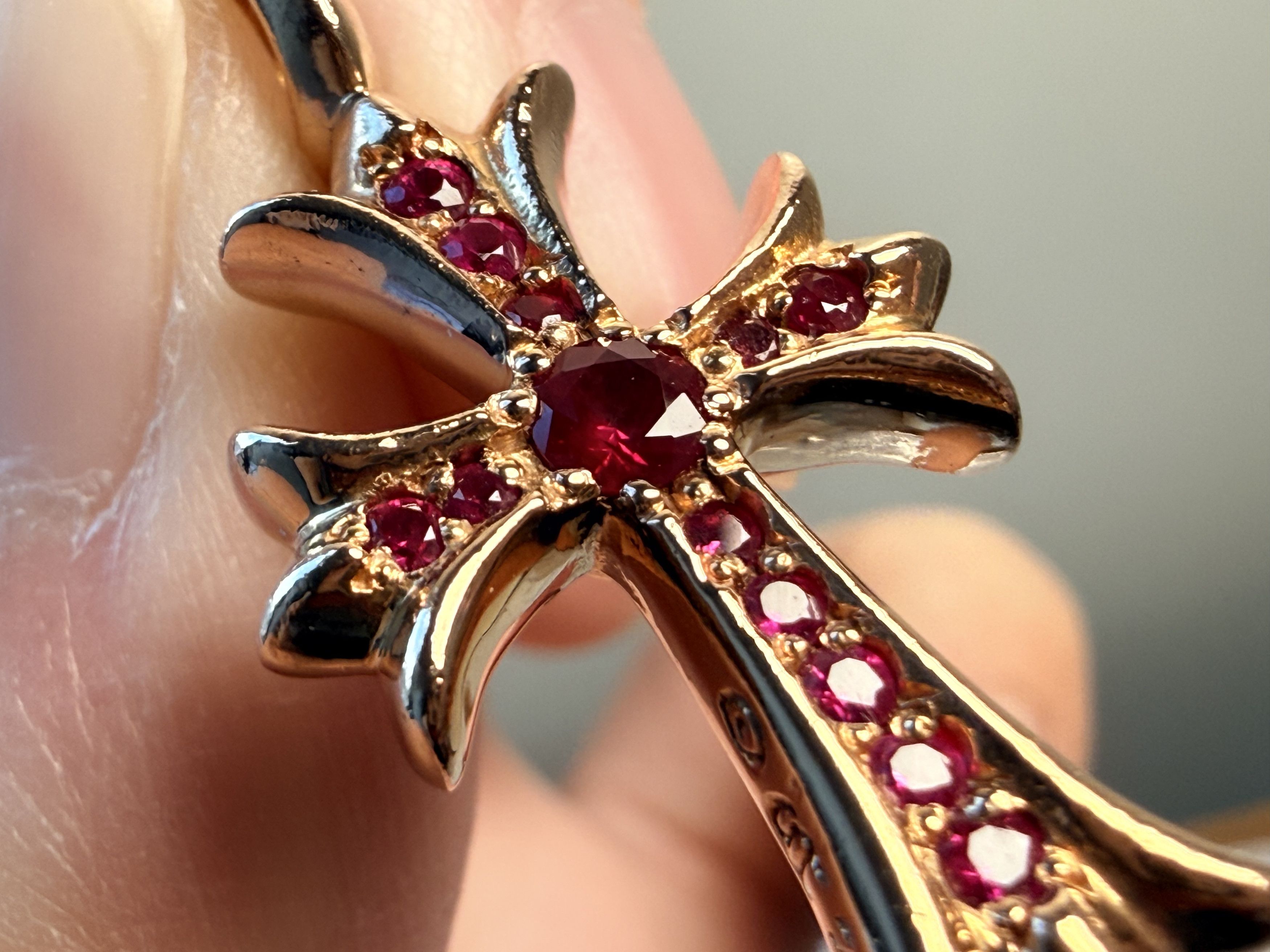 Chrome Hearts Chrome Hearts 22k Tiny Cross with Ruby Size ONE SIZE - 7 Thumbnail