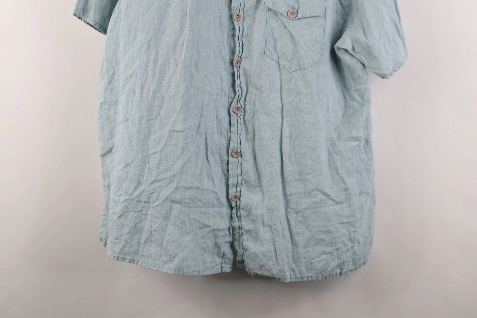 Vintage Flax Linen Short Sleeve Collared Button Shirt Light Blue Size US M / EU 48-50 / 2 - 3 Thumbnail