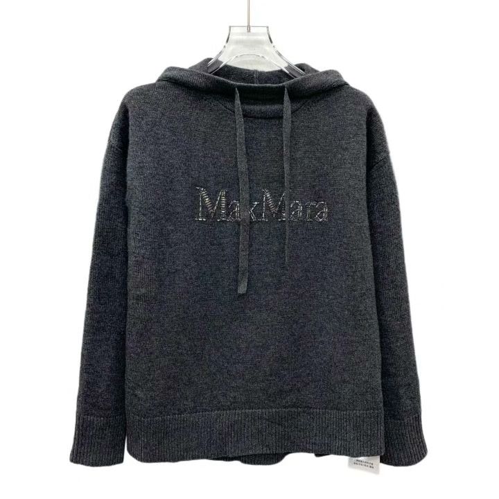Max Mara Maxmara Logo Letter Diamante Wool Hoodie Size XS / US 0-2 / IT 36-38 - 1 Thumbnail