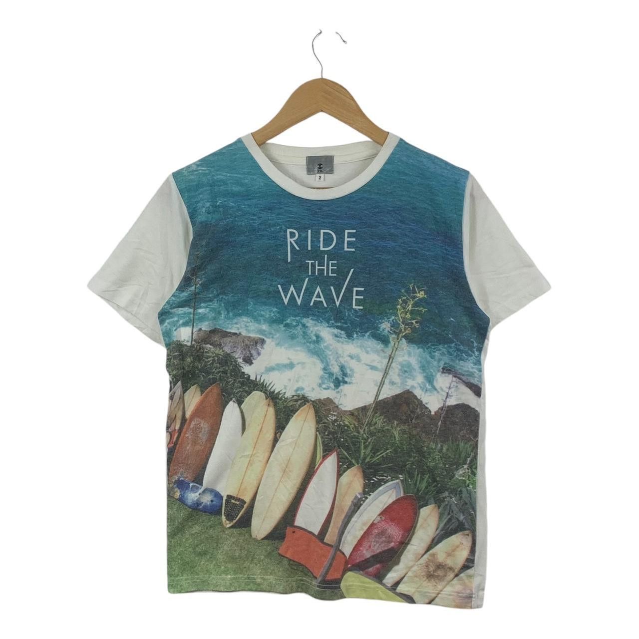 Takeo Kikuchi Vintage TAKEO KIKUCHI SURF Ride The Wave AOP Tee Shirt Top Size US M / EU 48-50 / 2 - 1 Thumbnail