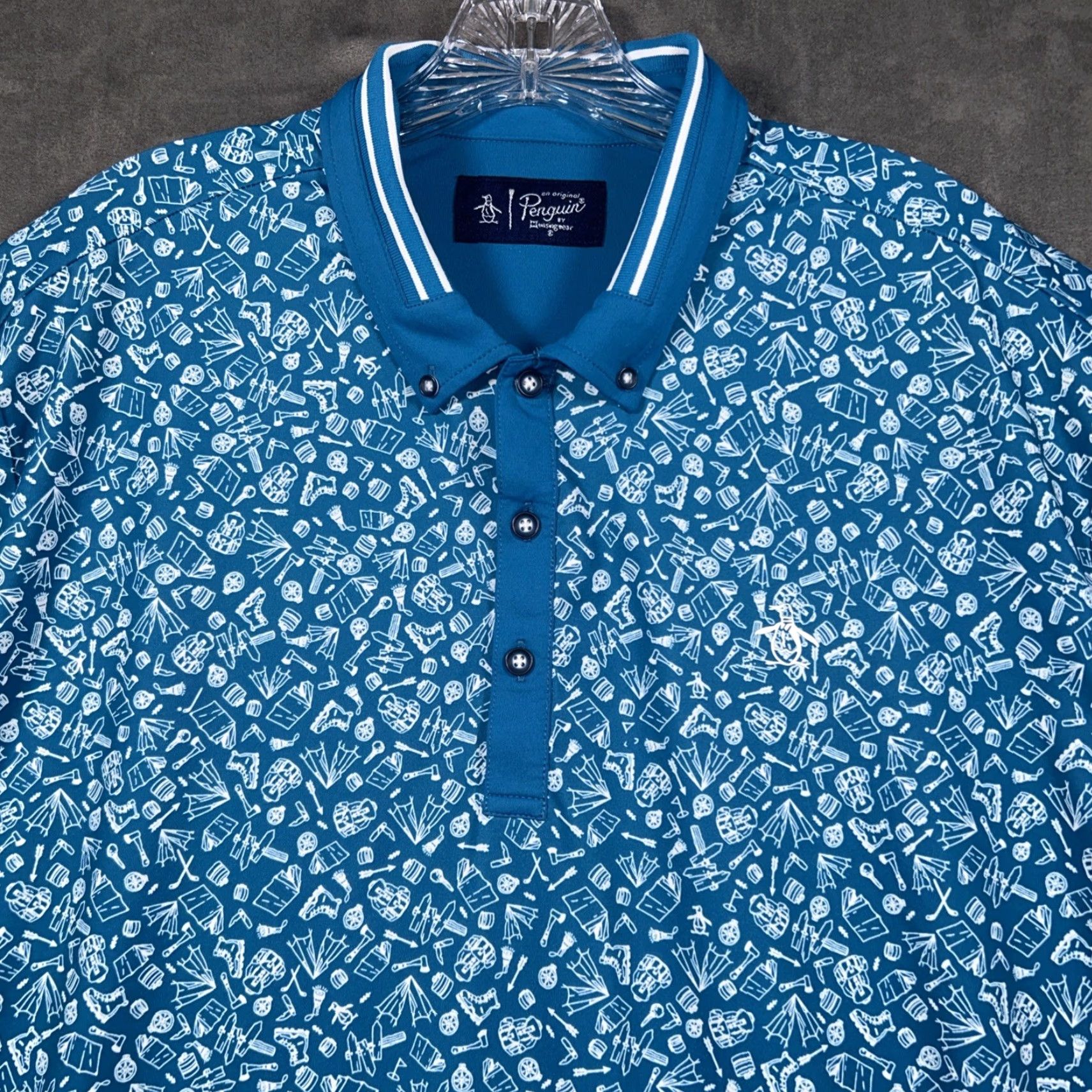 Original Penguin Original Penguin Polo Shirt Mens XL Blue Camping Short Sleeve Collared Shirt Size US XL / EU 56 / 4 - 2 Thumbnail
