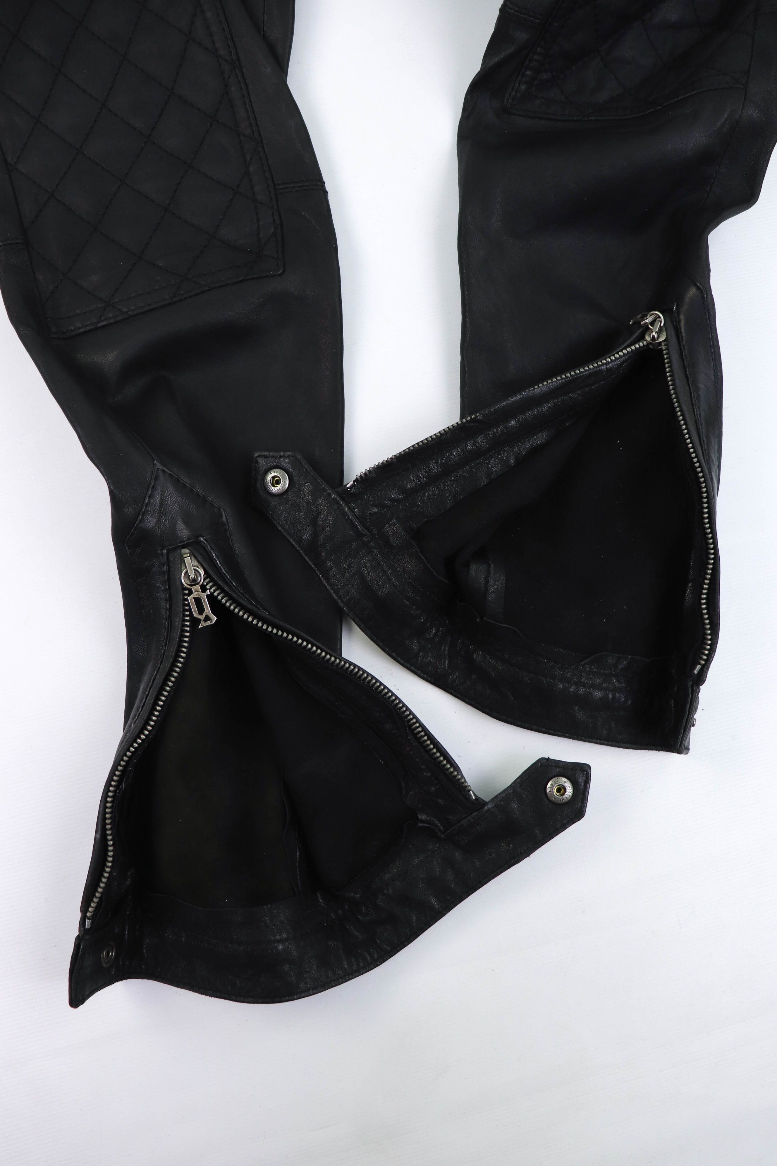 John Galliano Vintage Galliano 2000s Black Leather Zip Biker Pants Size 30" / US 8 / IT 44 - 15 Thumbnail