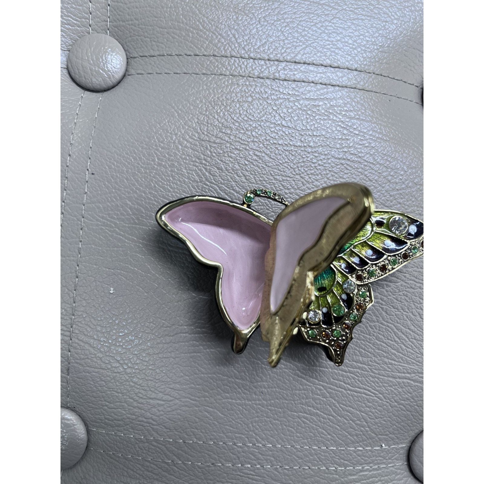 Other Vintage Enameled Yellow & Green Butterfly Trinket Box Size ONE SIZE - 9 Thumbnail