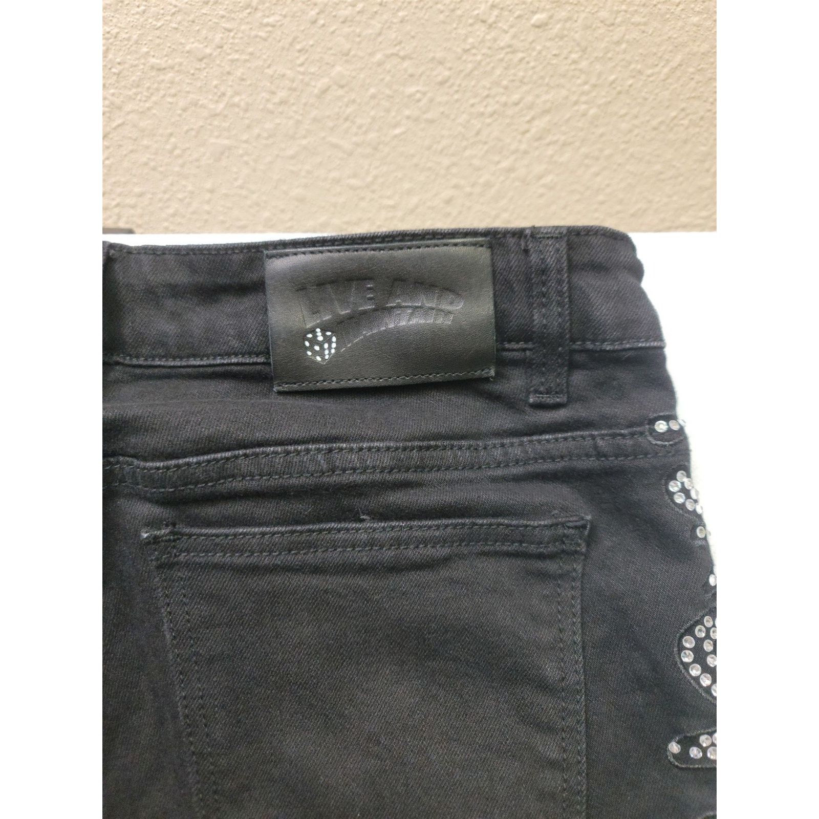 Other Live And Maintain Women Rhinestone Dark Straight Jeans 32 Size 32" / US 10 / IT 46 - 8 Thumbnail