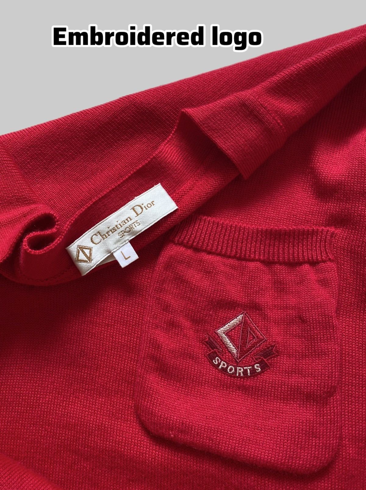 Christian Dior Monsieur × Vintage Vintage Christian Dior Sports V-Neck Knit Sweater - Red Size L / US 10 / IT 46 - 3 Thumbnail