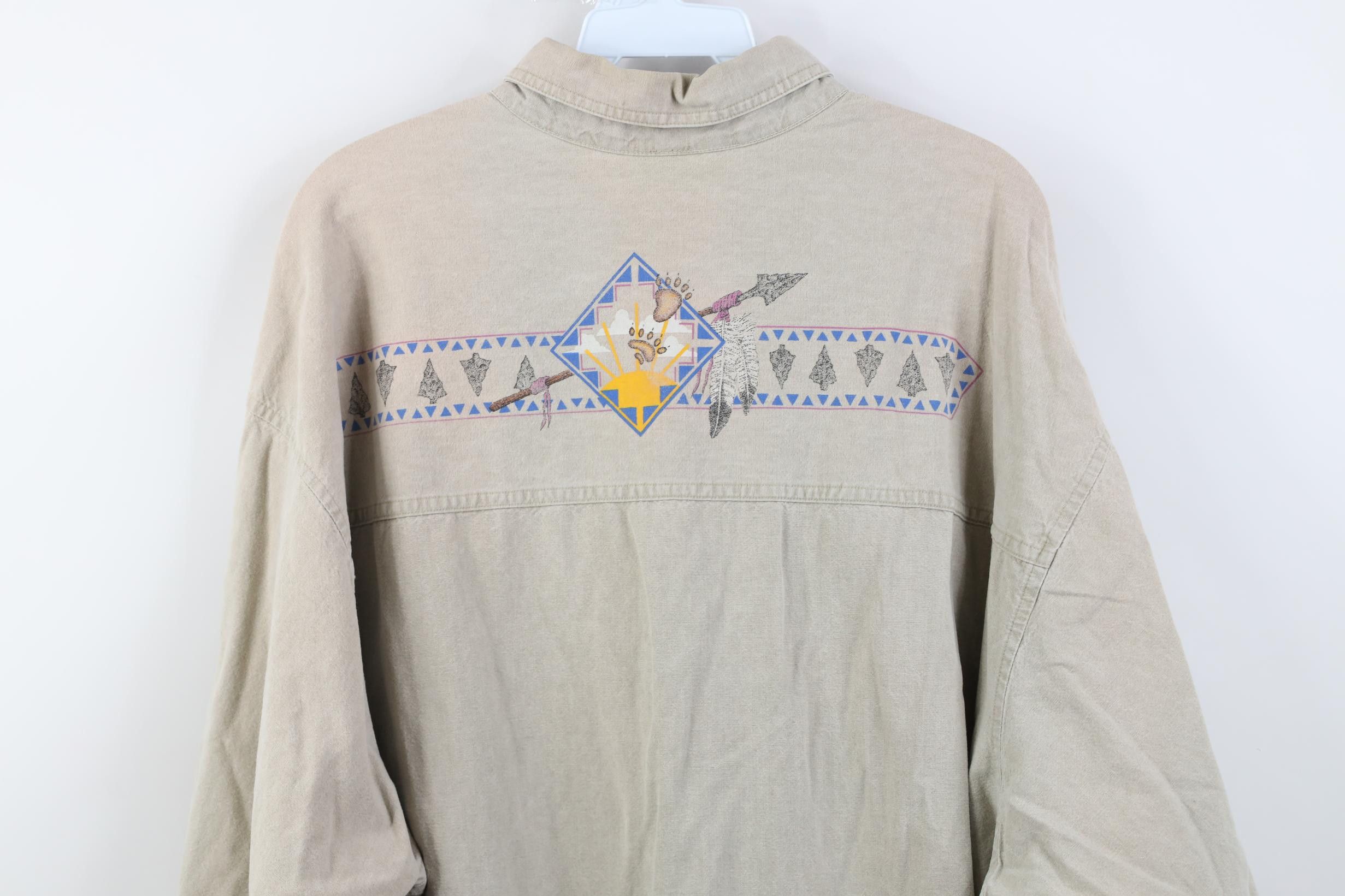 Vintage Vintage 90s Streetwear Stonewash Southwestern Feather Shirt Size US XXL / EU 58 / 5 - 13 Thumbnail