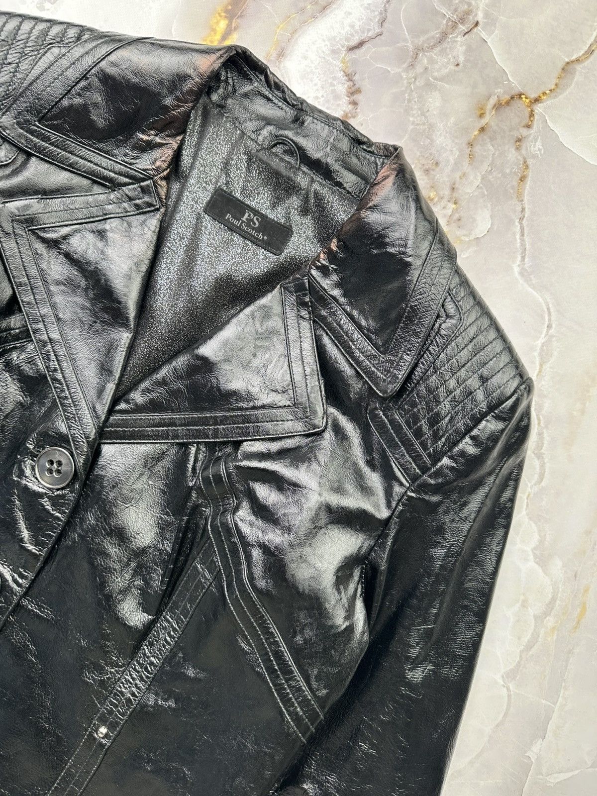 Japanese Brand Vintage Patent Leather Jacket Size XL / US 12-14 / IT 48-50 - 4 Thumbnail