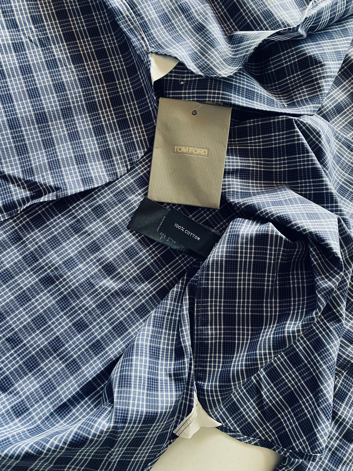Tom Ford Tom Ford blue glen check shirt 16.5 42e NEW Size US L / EU 52-54 / 3 - 8 Thumbnail