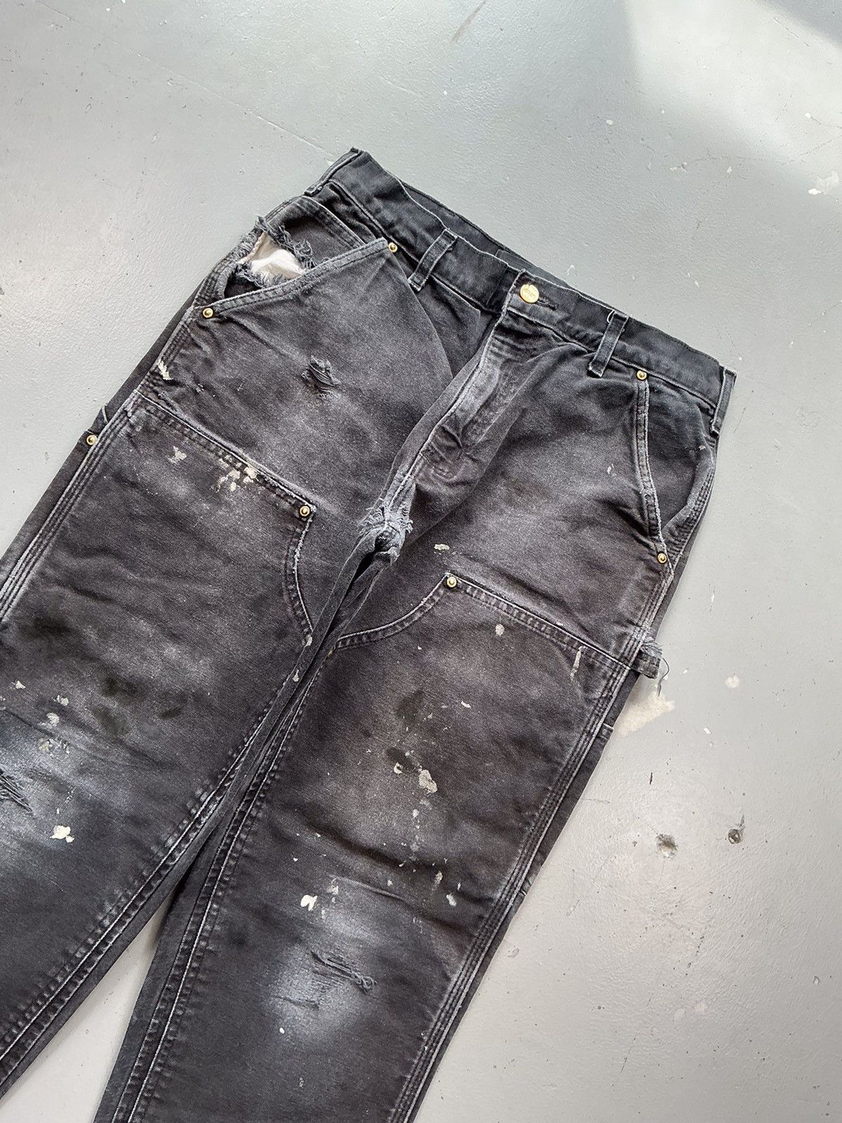 Carhartt × Vintage Vintage Carhartt b01BLK distressed painted double knee denim Size US 32 / EU 48 - 6 Thumbnail