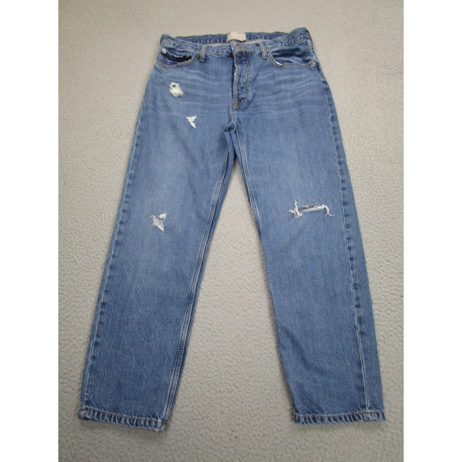 Everlane Everlane Jeans Womens 28 Blue The Summer Slouch High Rise Straight Distressed Size 28" / US 6 / IT 42 - 2 Thumbnail