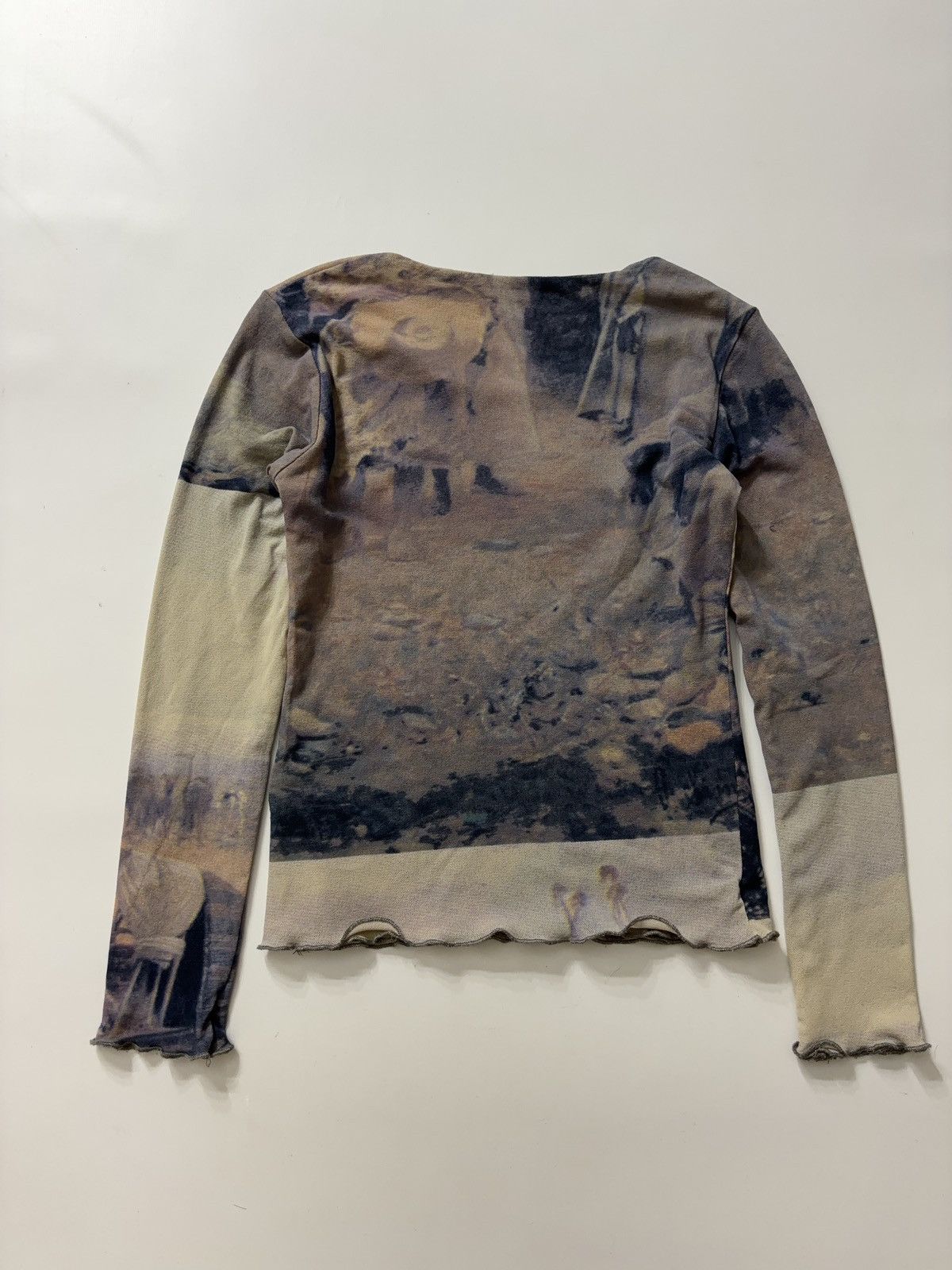 Vintage PRINTED RARE VINTAGE ETHNO LONG SLEEVE MESH TOP Size S / US 4 / IT 40 - 2 Thumbnail