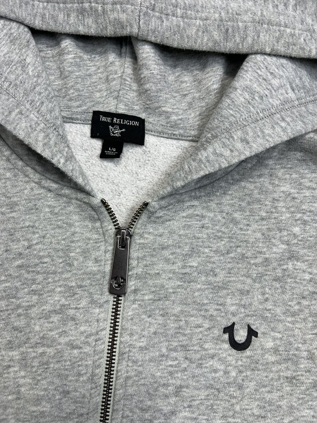 True Religion True Religion Big Logo Gray Zipped Women's Hoodie Size L / US 10 / IT 46 - 4 Thumbnail