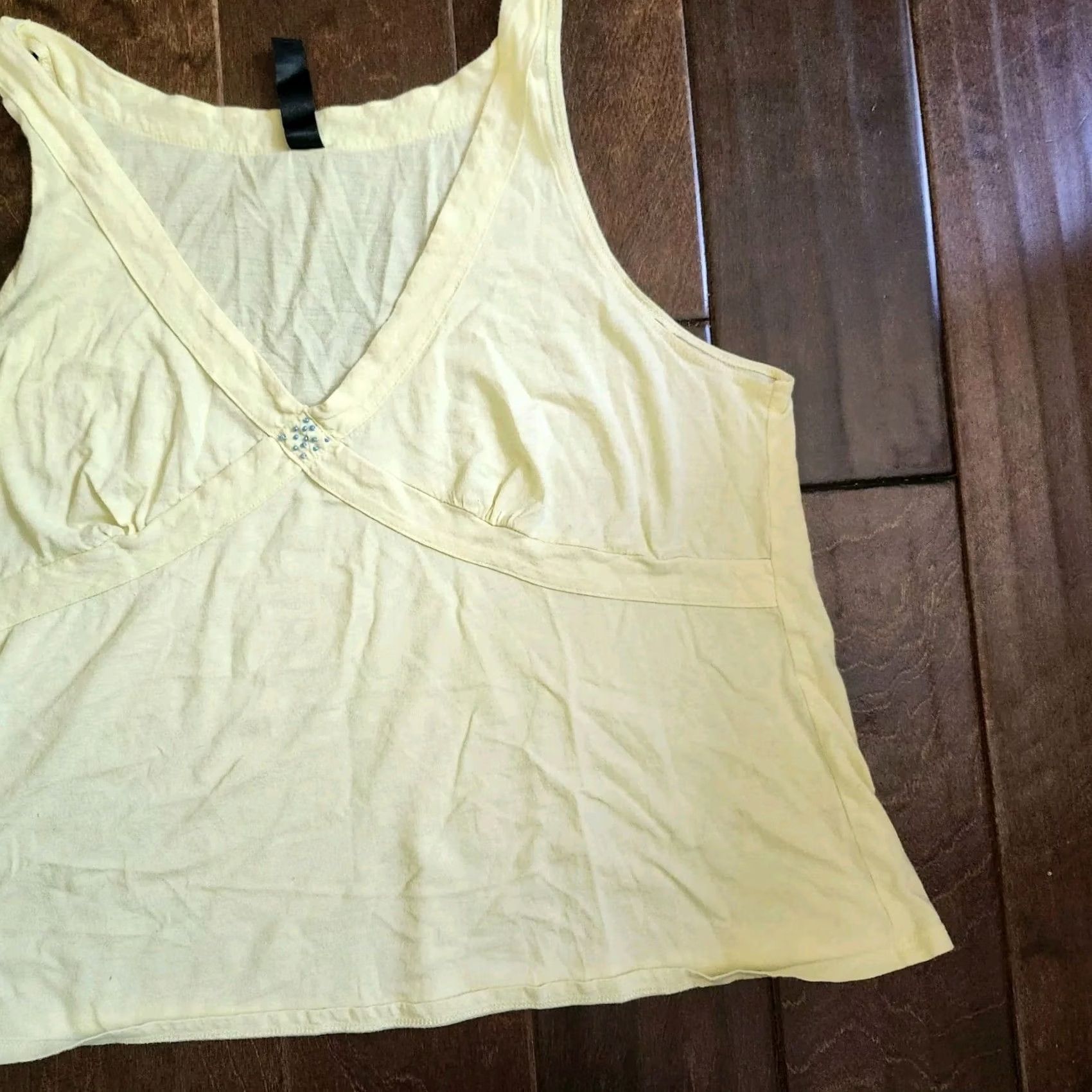 Vintage Planet Sleep Tank Shirt Juniors Adult Large Women Yellow Sleeveless Pullover 100% Cotton Casual School Modern Basic Summer Spring Fall Size L / US 10 / IT 46 - 3 Thumbnail