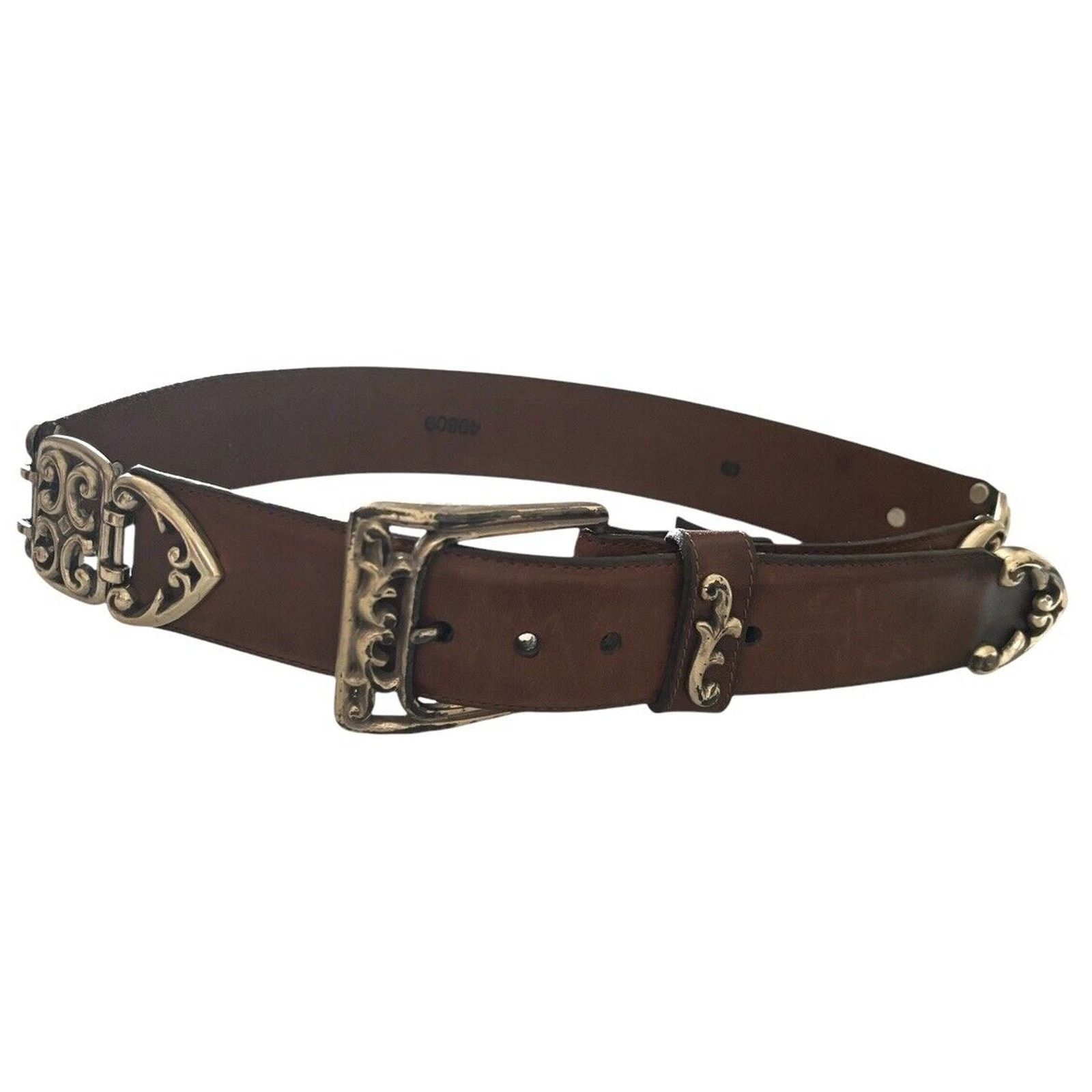 Brighton Brighton Art Nouveau Belt brown Leather Silver Swirl Sz S Size ONE SIZE - 8 Thumbnail