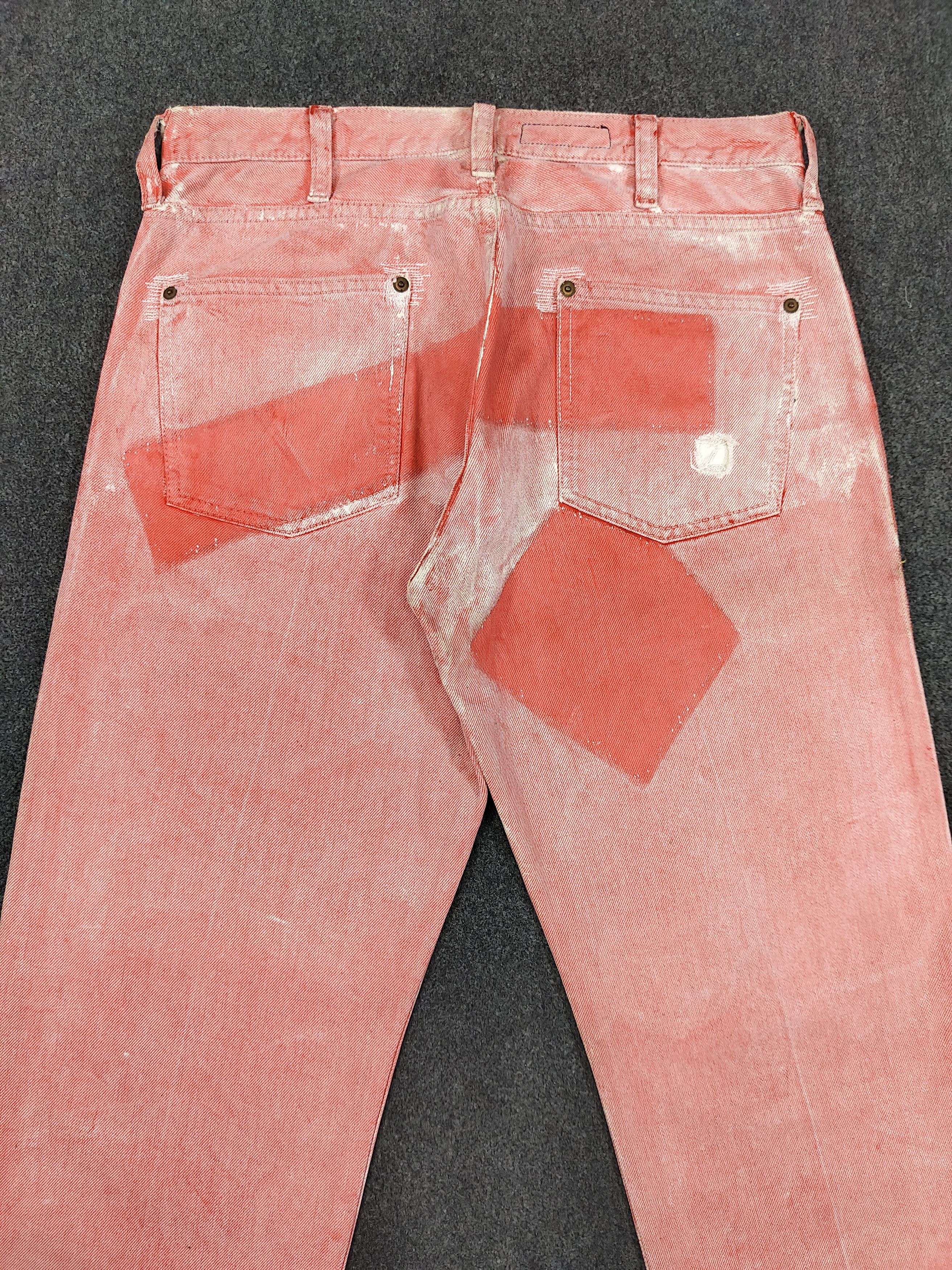 Japanese Brand 00s RNA SLANG 🇯🇵 Red Overdyed Pacthwork Distressed Jeans Size US 30 / EU 46 - 4 Thumbnail