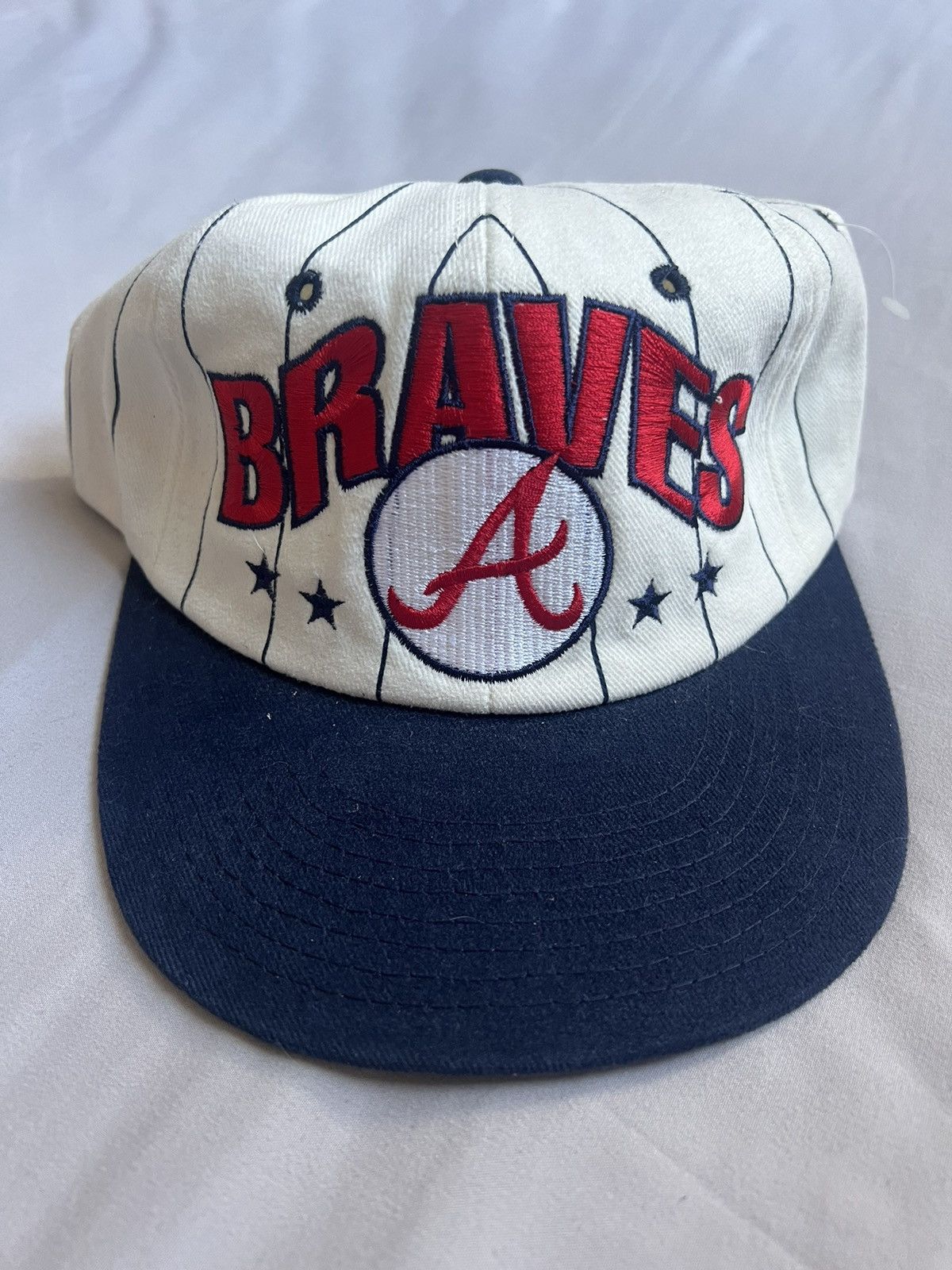 image of Atlanta Braves Mlb Vintage Starter 90's Hat in Navy White Red, Men's
