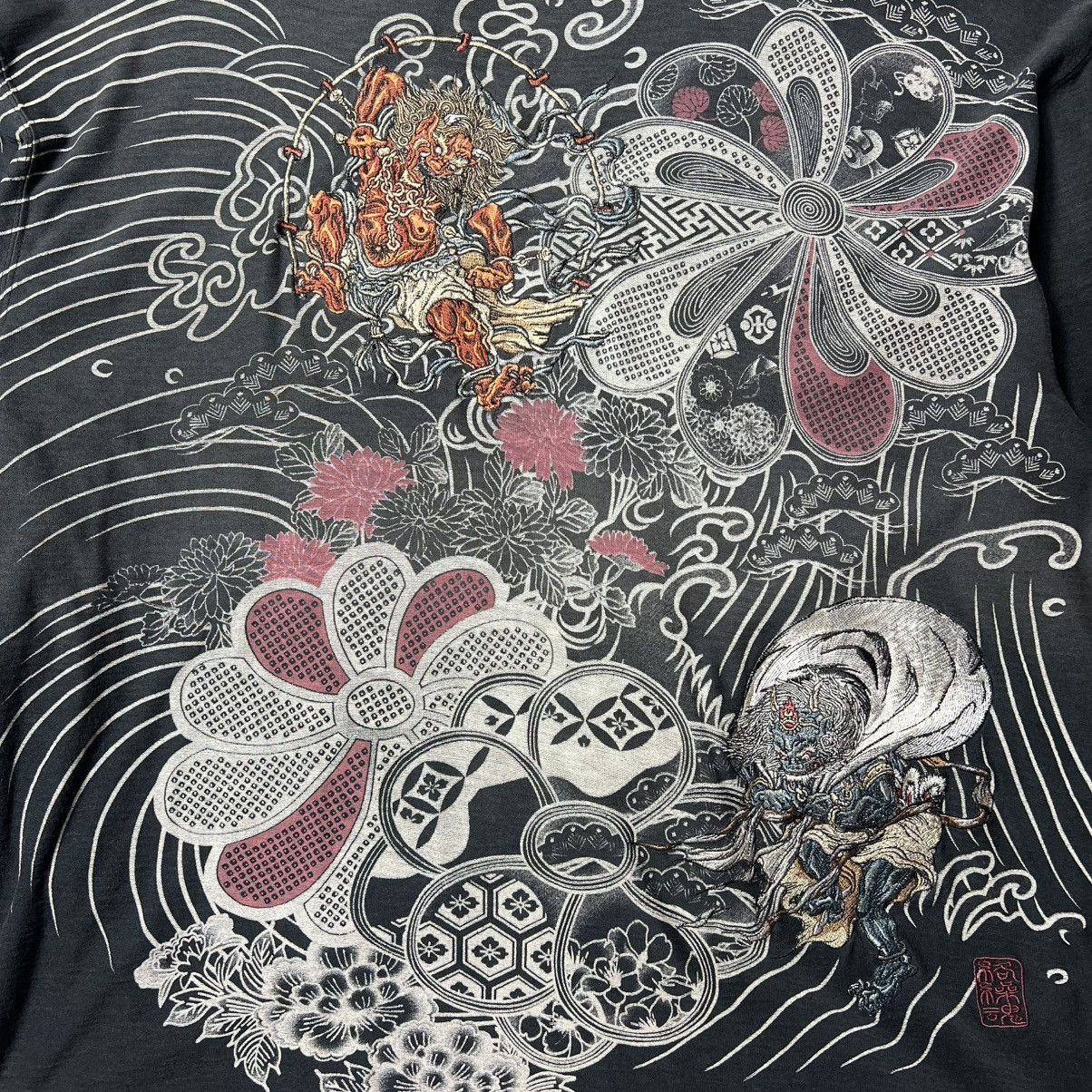 Japanese Brand Crazy Karakuri Tamashii Y2k Printed Beautiful Faded Shirt Size US XXL / EU 58 / 5 - 5 Thumbnail