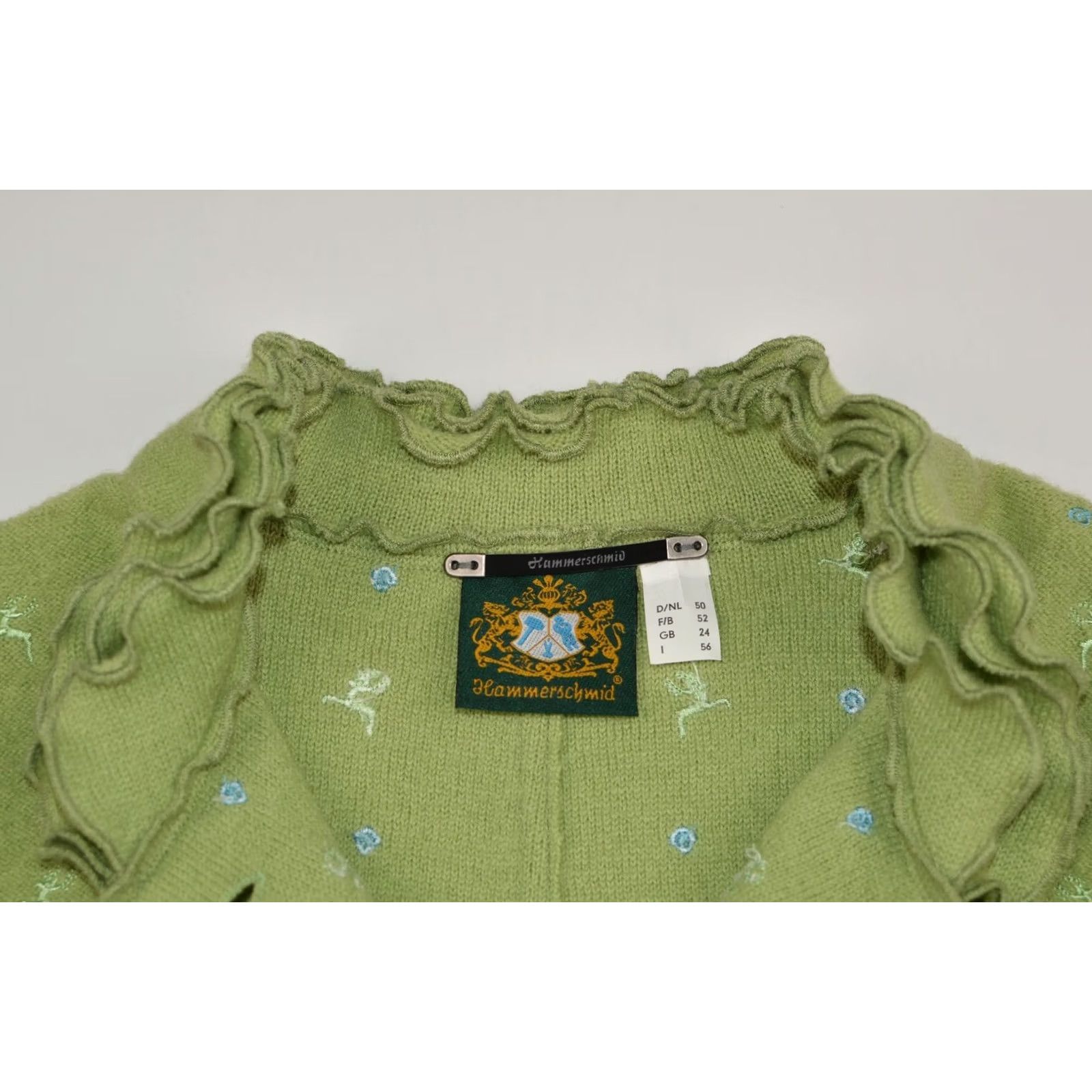 Vintage VINTAGE Hammerschmid Wmns Embroidered Deers Pattern Wool Cardigan Sweater Tyrol Sz D 50 Green Womens Cardigan Wool Embroidered Deers Pattern 50s Size XL / US 12-14 / IT 48-50 - 5 Thumbnail
