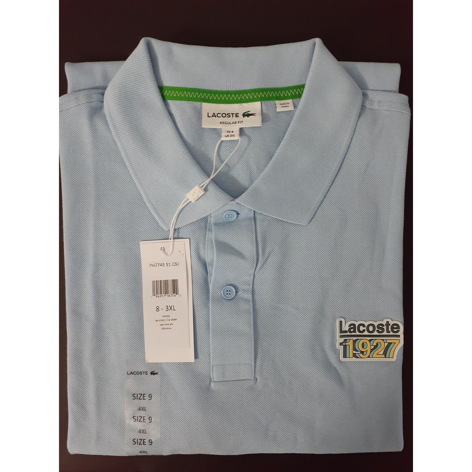 Lacoste Lacoste Men's 1927 Badge Regular Fit Polo Lake Blue 3XL Size US XXL / EU 58 / 5 - 2 Thumbnail