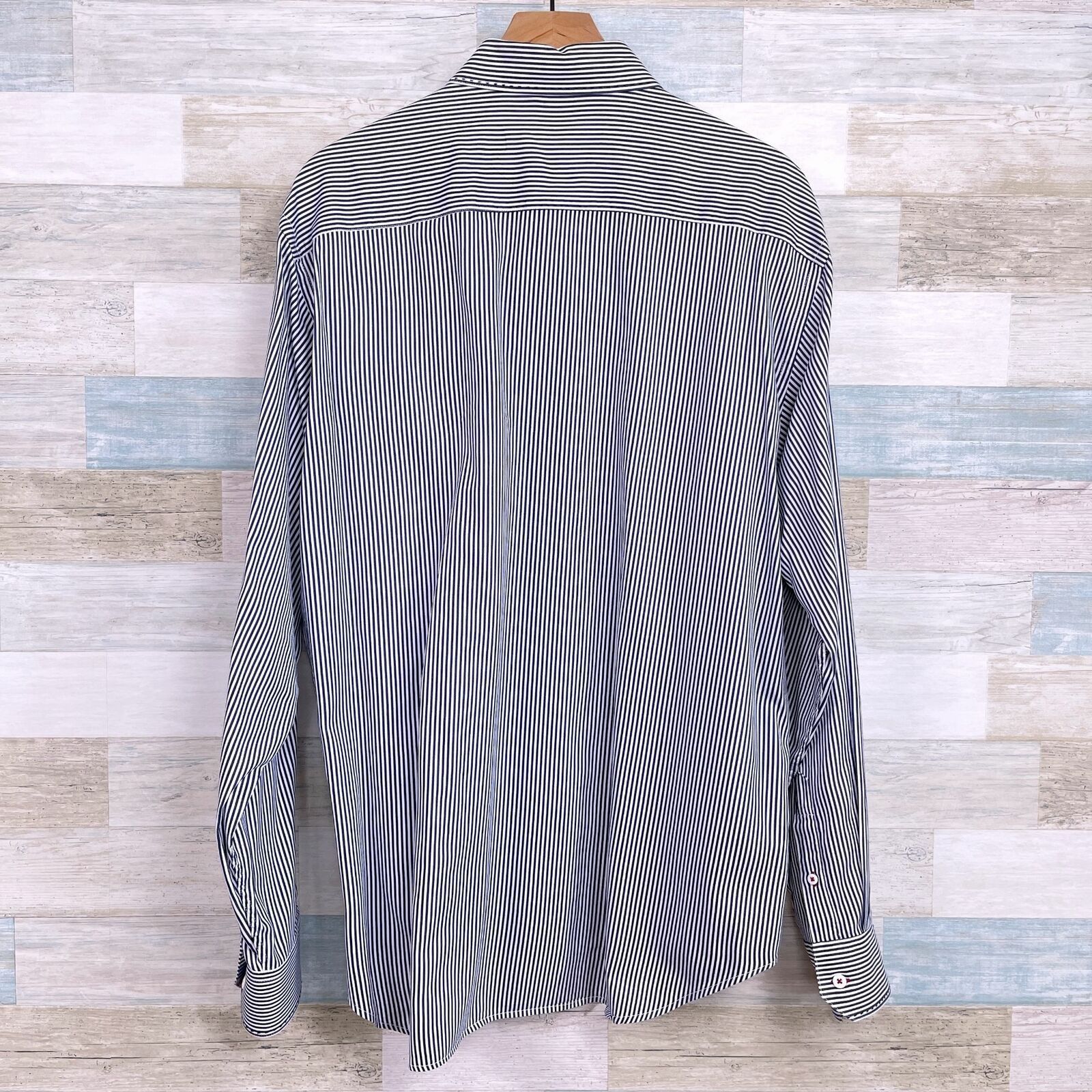 BUGATCHI Bugatchi Uomo Floral Embroidered Shirt Blue Striped Mens XL Size US XL / EU 56 / 4 - 4 Thumbnail