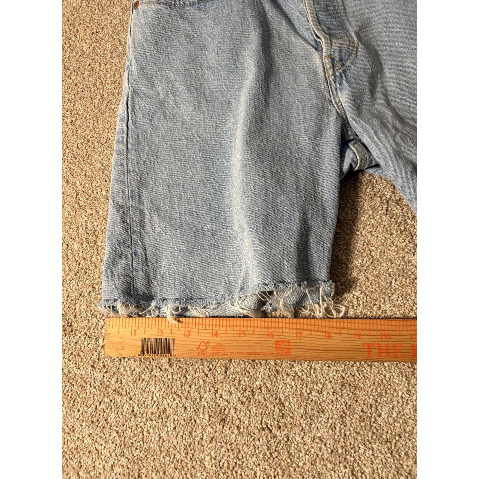 Levi's Levi's 501 Shorts Bermuda Mens 33 Blue Denim Distressed Button Fly Cutoff 9in Inseam Casual Summer Size US 33 - 3 Thumbnail