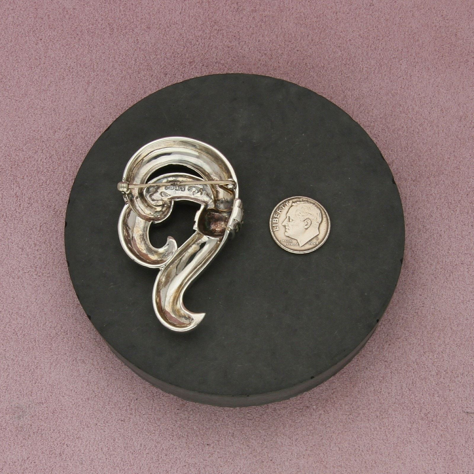 Sterling Silver judith jack sterling silver marcasite studded scroll brooch Size ONE SIZE - 2 Thumbnail