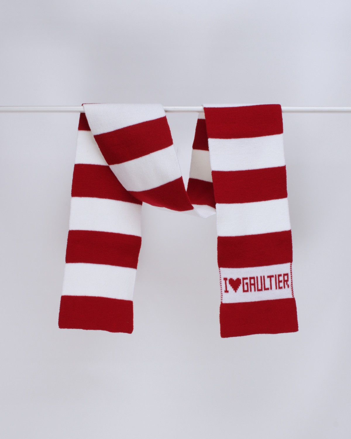 Designer × Jean Paul Gaultier Jean Paul Gaultier I Love Red White Striped Unisex Scarf Size ONE SIZE - 1 Thumbnail