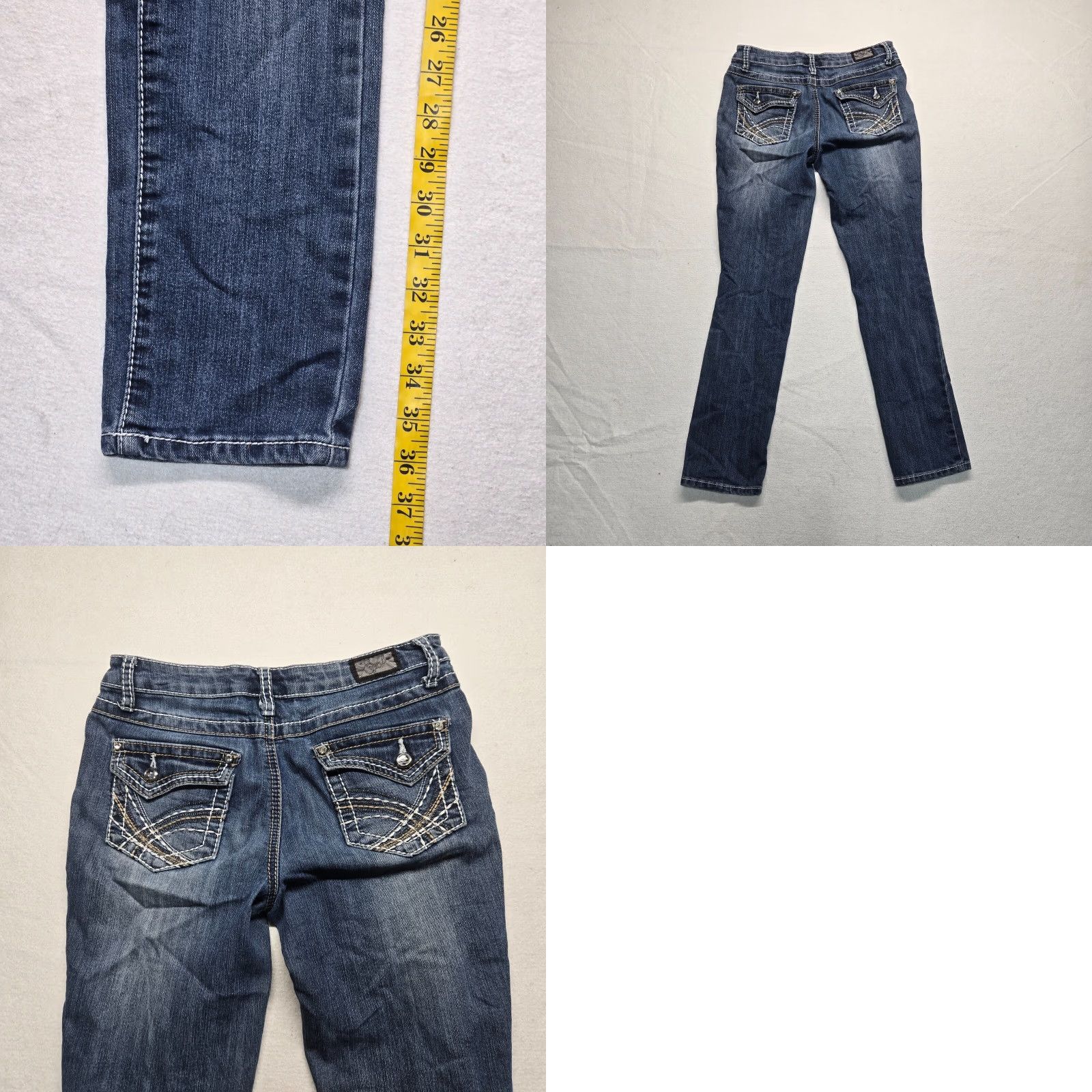 Vintage Earl Jean Jeans Denim Straight Leg Low Rise Petite 2P Womens Blue Denim Jeans 5-Pocket Design Vintage No Size 26" / US 2 / IT 38 - 8 Thumbnail
