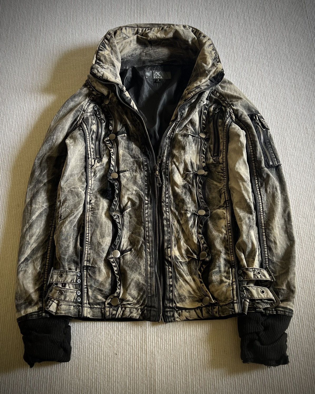 Japanese Brand Xfrm Flame Wash Studded Skeleton Panel Hooded Jacket 2000s Size US M / EU 48-50 / 2 - 1 Thumbnail