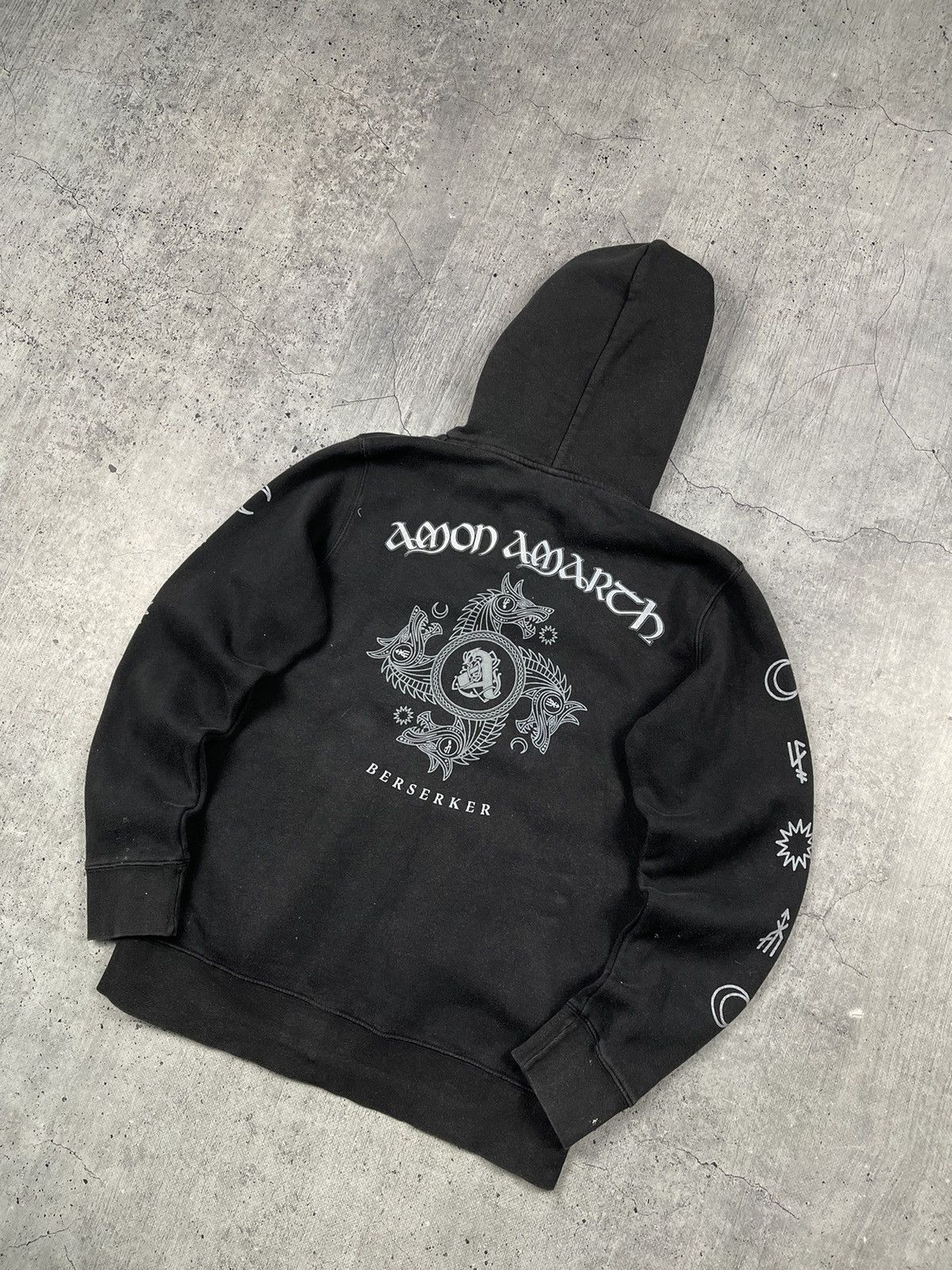 Band Tees × Vintage VINTAGE 90's AMON AMARTH BLACK HOODIE THOR ODIN ODIN'S SON Size US S / EU 44-46 / 1 - 1 Thumbnail