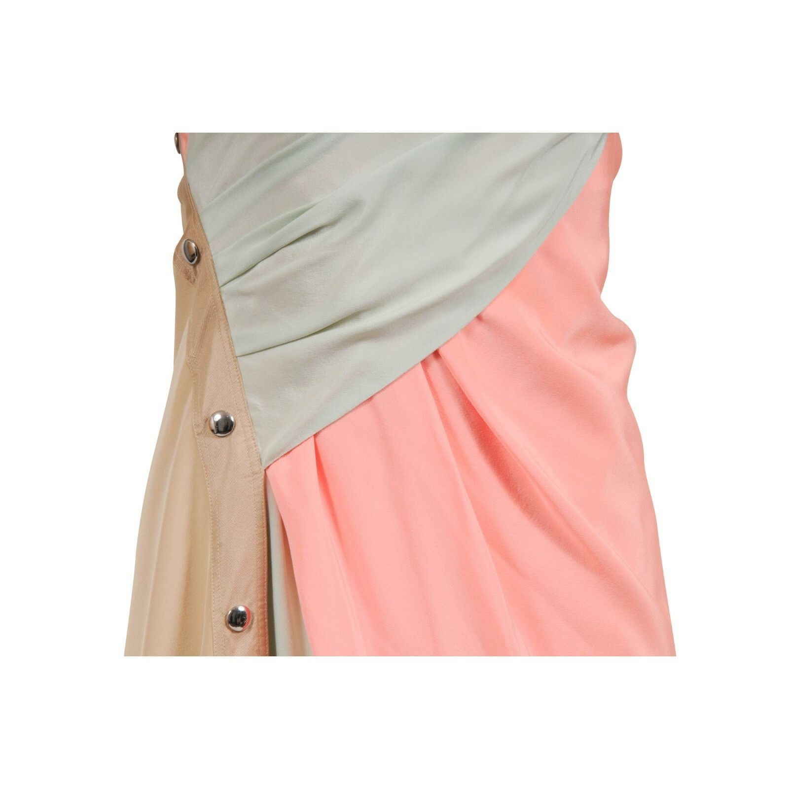 Sies Marjan Asymmetric Runway Dress Orange Green Tan Size S / US 4 / IT 40 - 4 Thumbnail