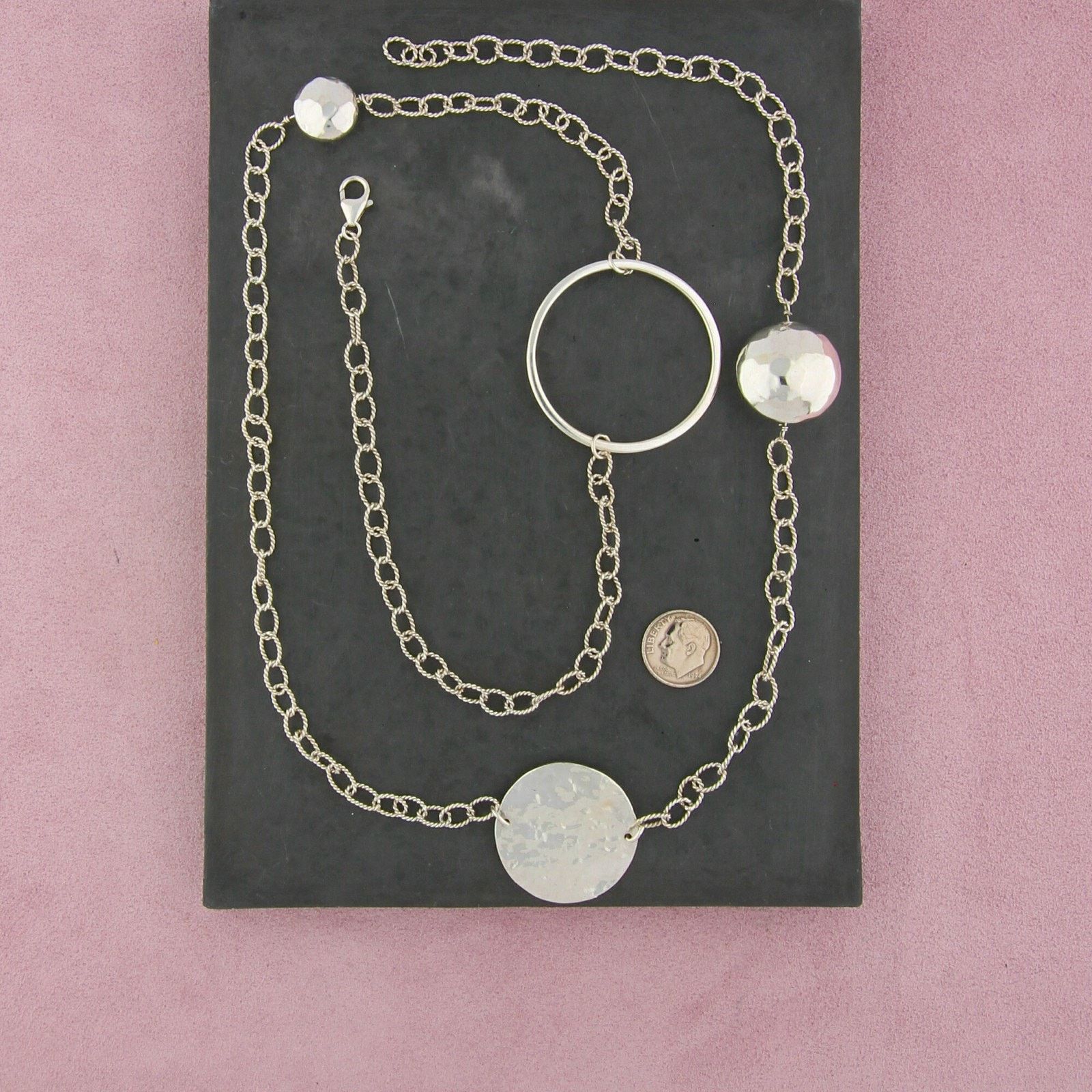 Sterling Silver sterling silver bead & disc layering necklace size 36in Size ONE SIZE - 2 Thumbnail