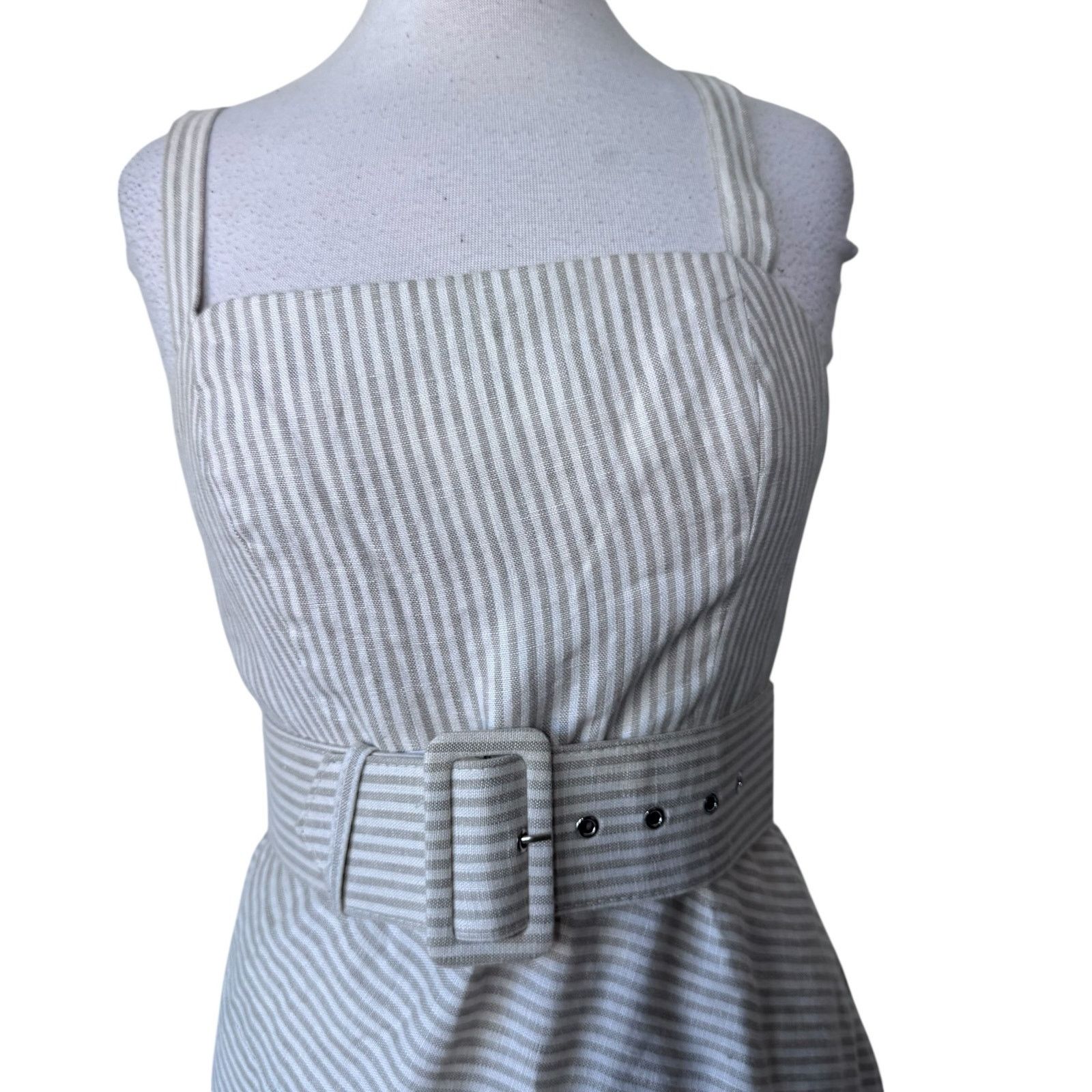 Shona Joy SHONA JOY Shaw Belted Contour Panel Midi Dress Tan White Size S / US 4 / IT 40 - 6 Thumbnail