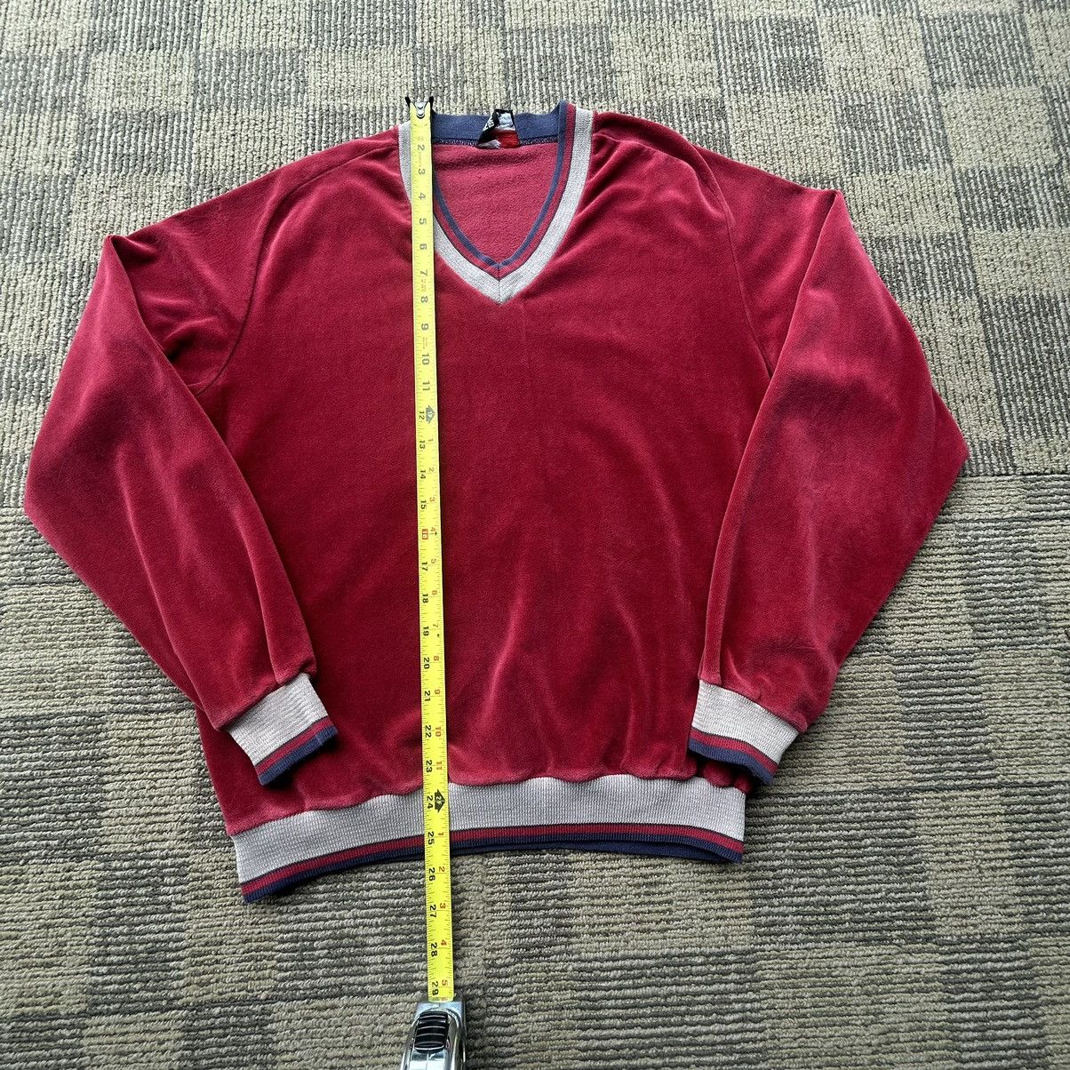 Vintage VTG 70’s Velour Red V-Neck Pullover Sweater Size M / US 6-8 / IT 42-44 - 2 Thumbnail