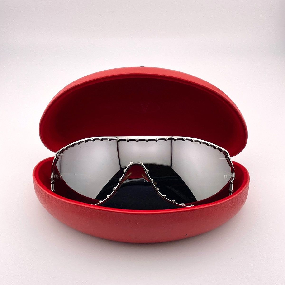 Valentino VALENTINO Silver Mirrored Swarovski Sunglasses Size ONE SIZE - 8 Thumbnail