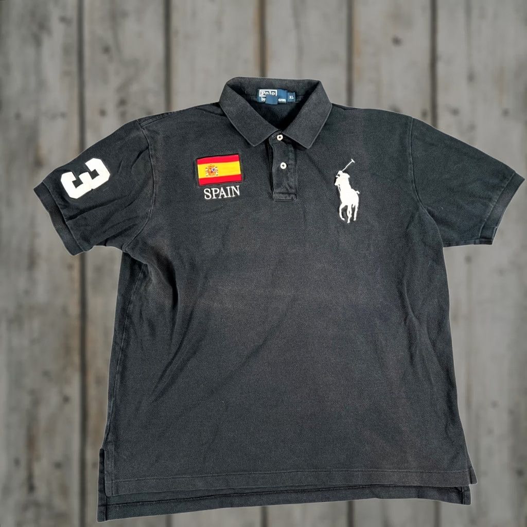 Polo Ralph Lauren VINTAGE Polo Ralph Lauren Polo Shirt Mens XL Black Spain Big Pony Short Sleeve Cotton Size US XL / EU 56 / 4 - 1 Thumbnail