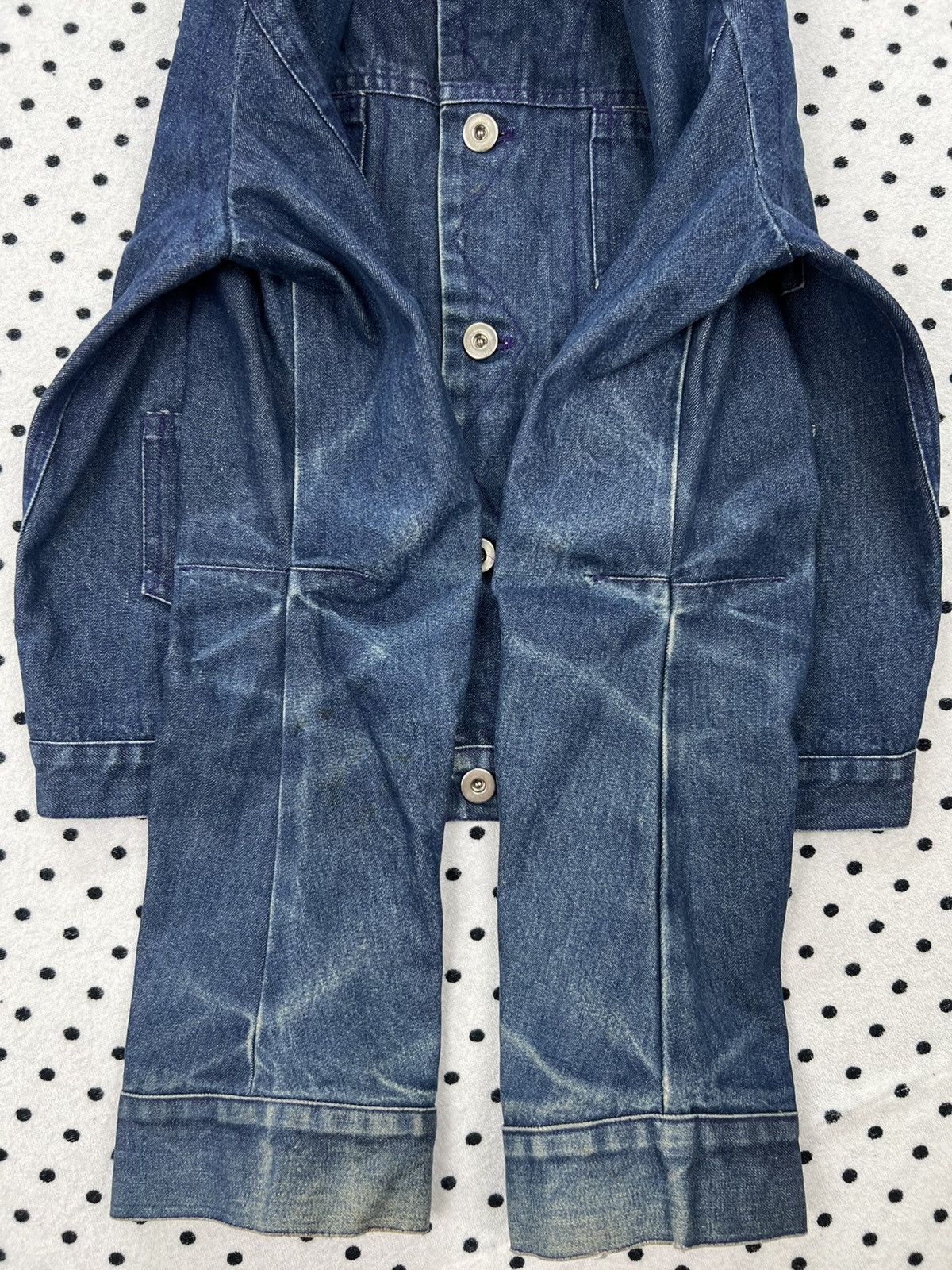 Japanese Brand Vintage Bustle Ditch Dirty Distressed Denim Jacket Size US XXS / EU 40 - 13 Thumbnail