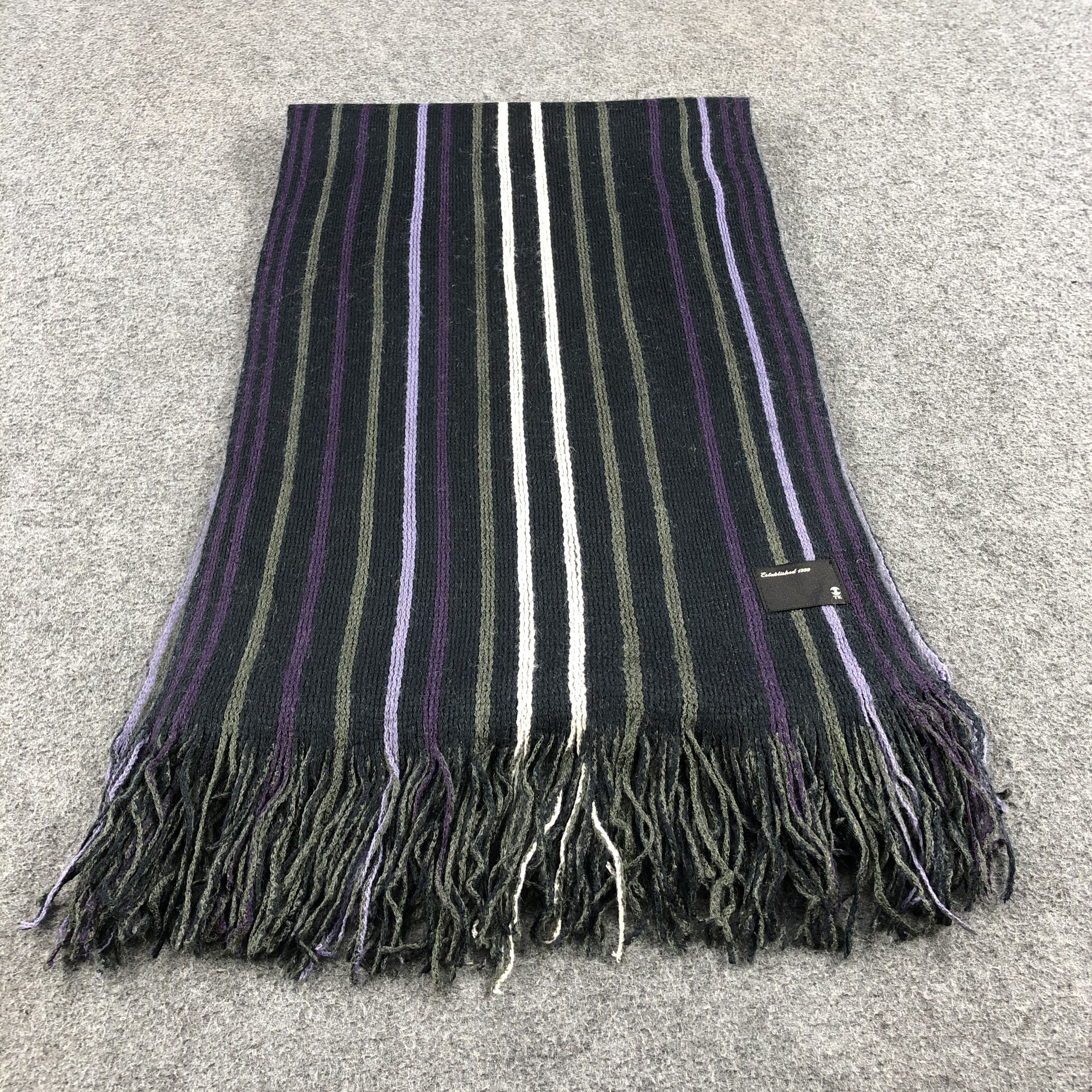 Takeo Kikuchi Takeo Kikuchi Striped Wool Scarf Muffler V690 Size ONE SIZE - 2 Thumbnail